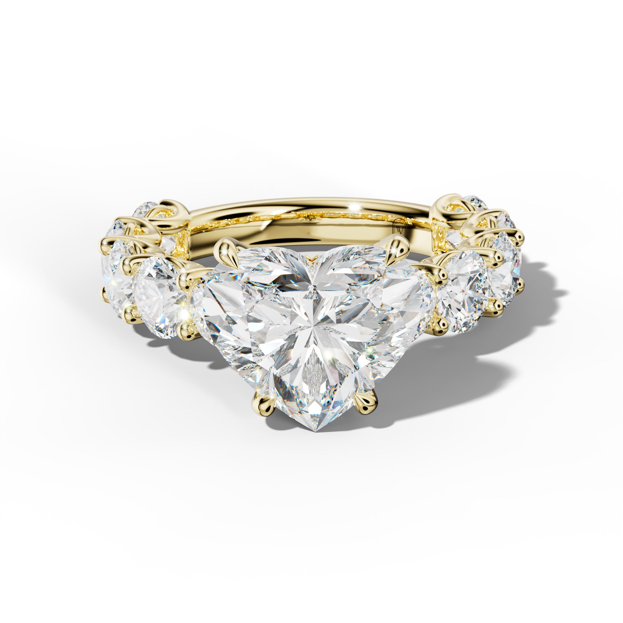 Josie Heart Diamond Engagement Ring With Round Side Stones