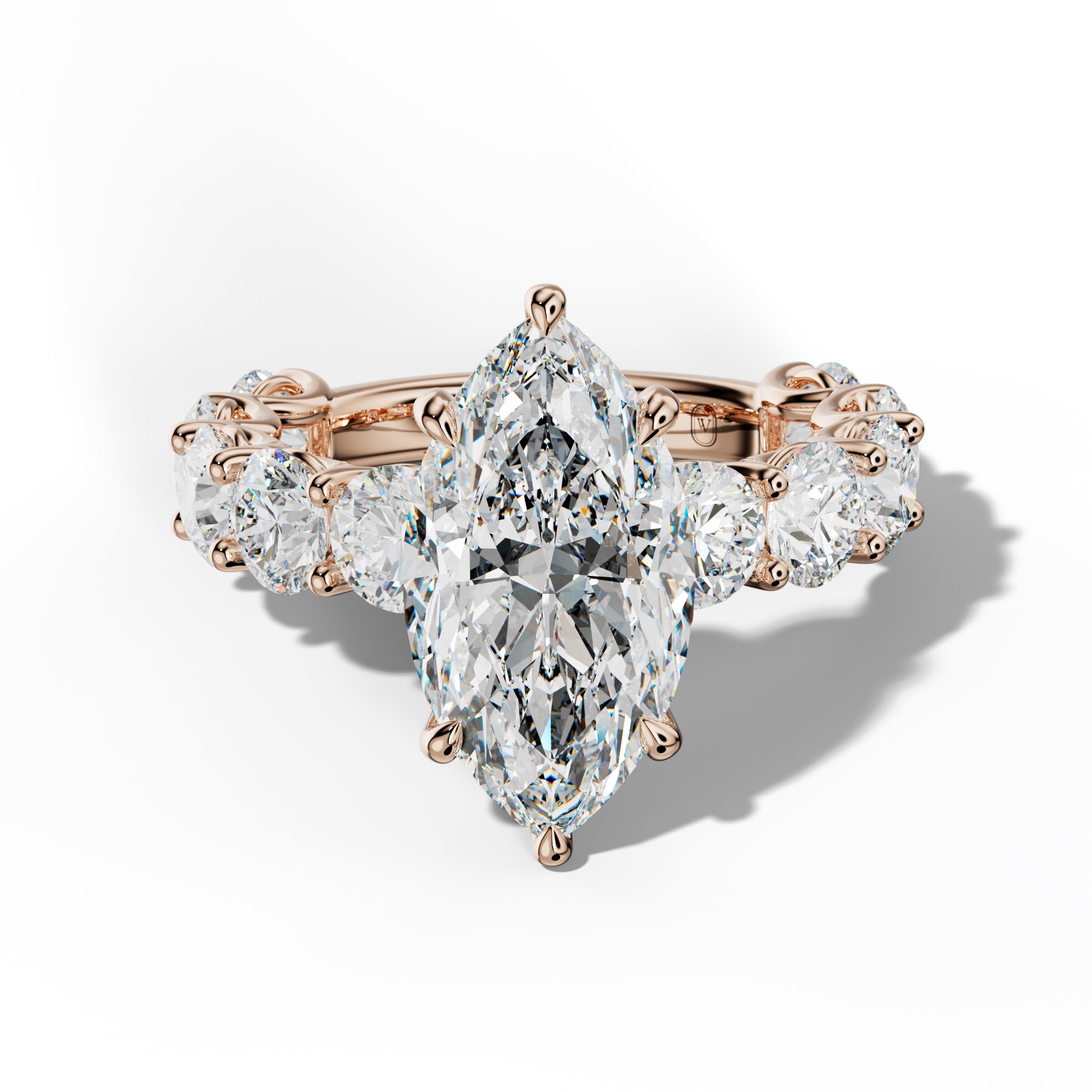 Josie Marquise Diamond Engagement Ring With Round Side Stones