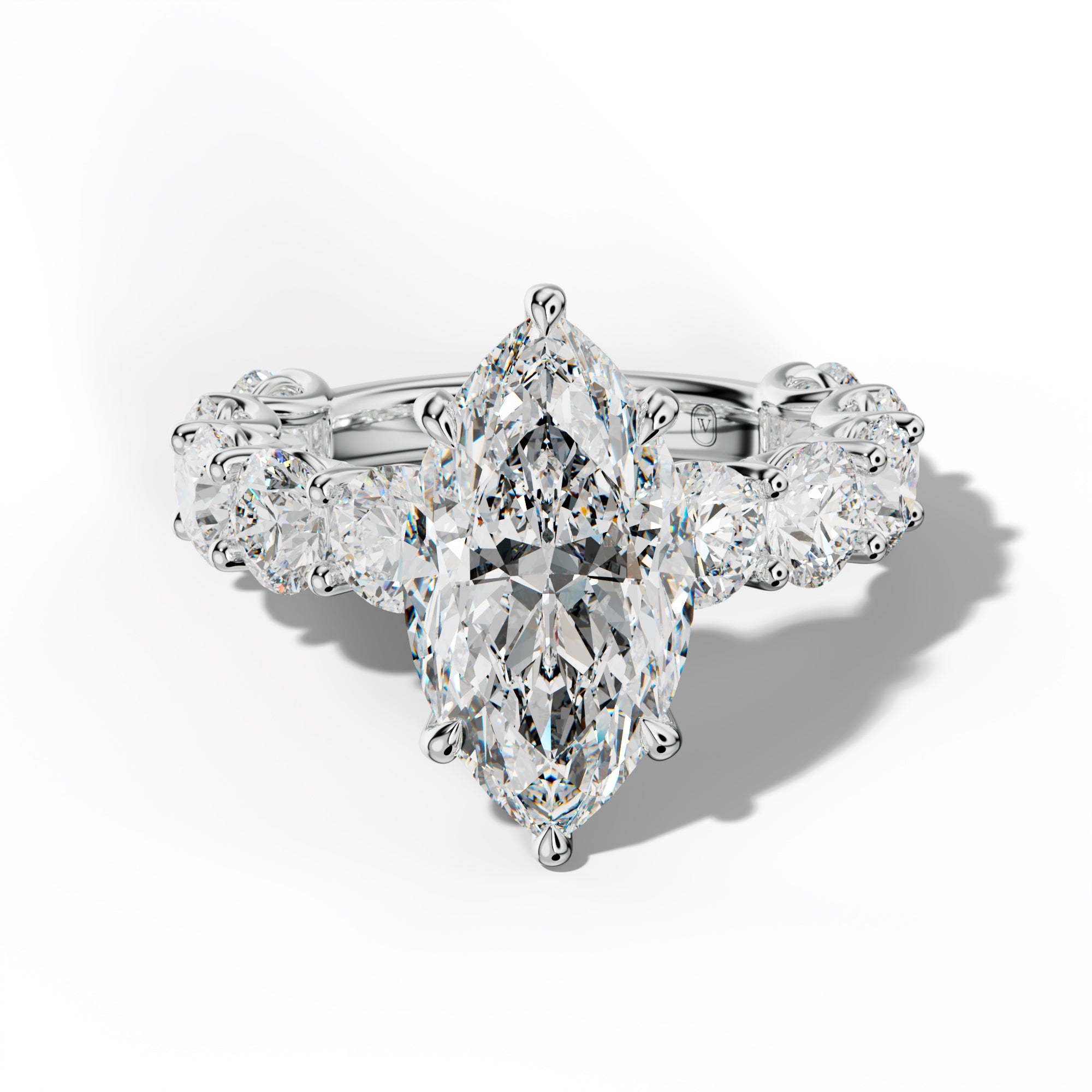 Josie Marquise Diamond Engagement Ring With Round Side Stones