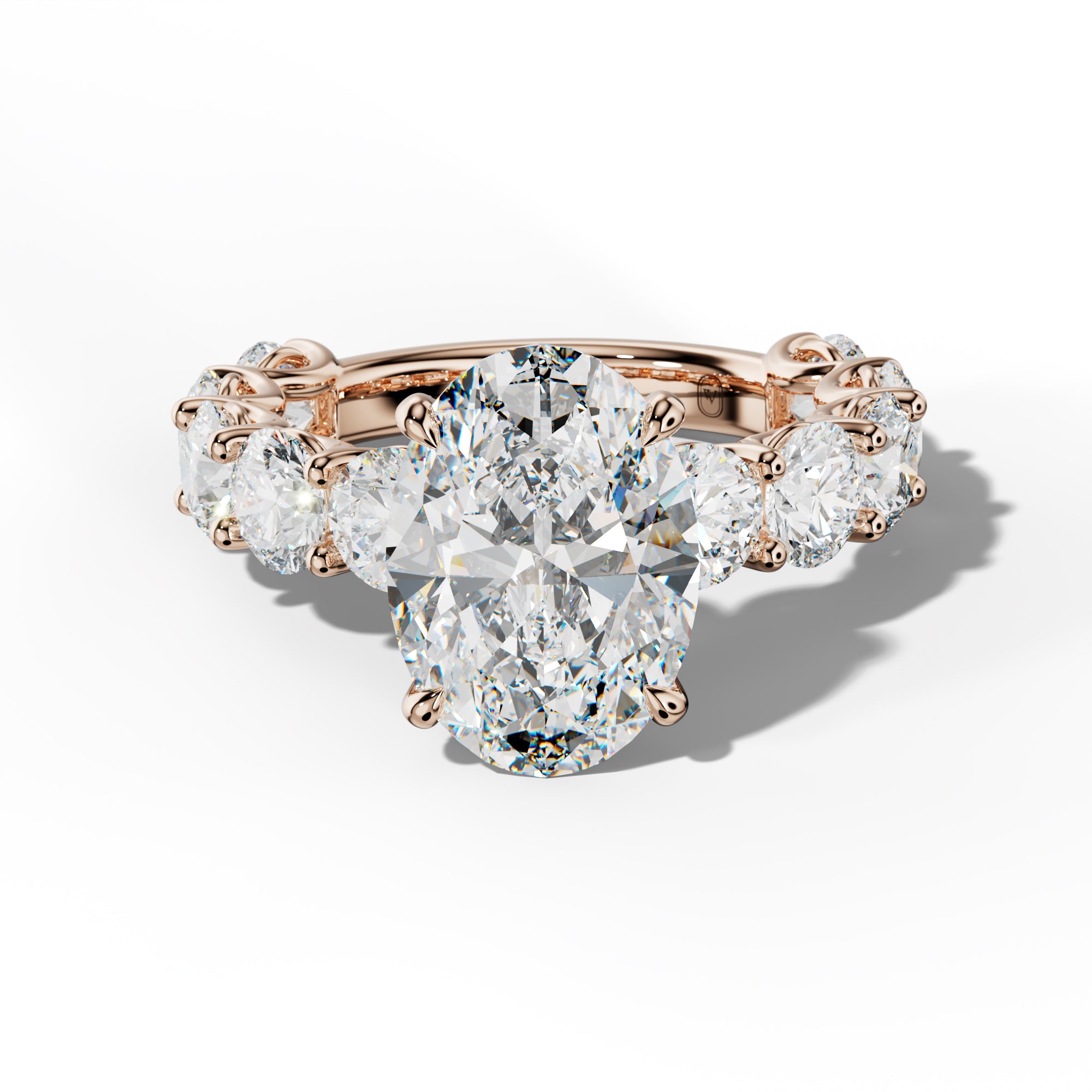 Josie Oval Diamond Engagement Ring With Round Side Stones