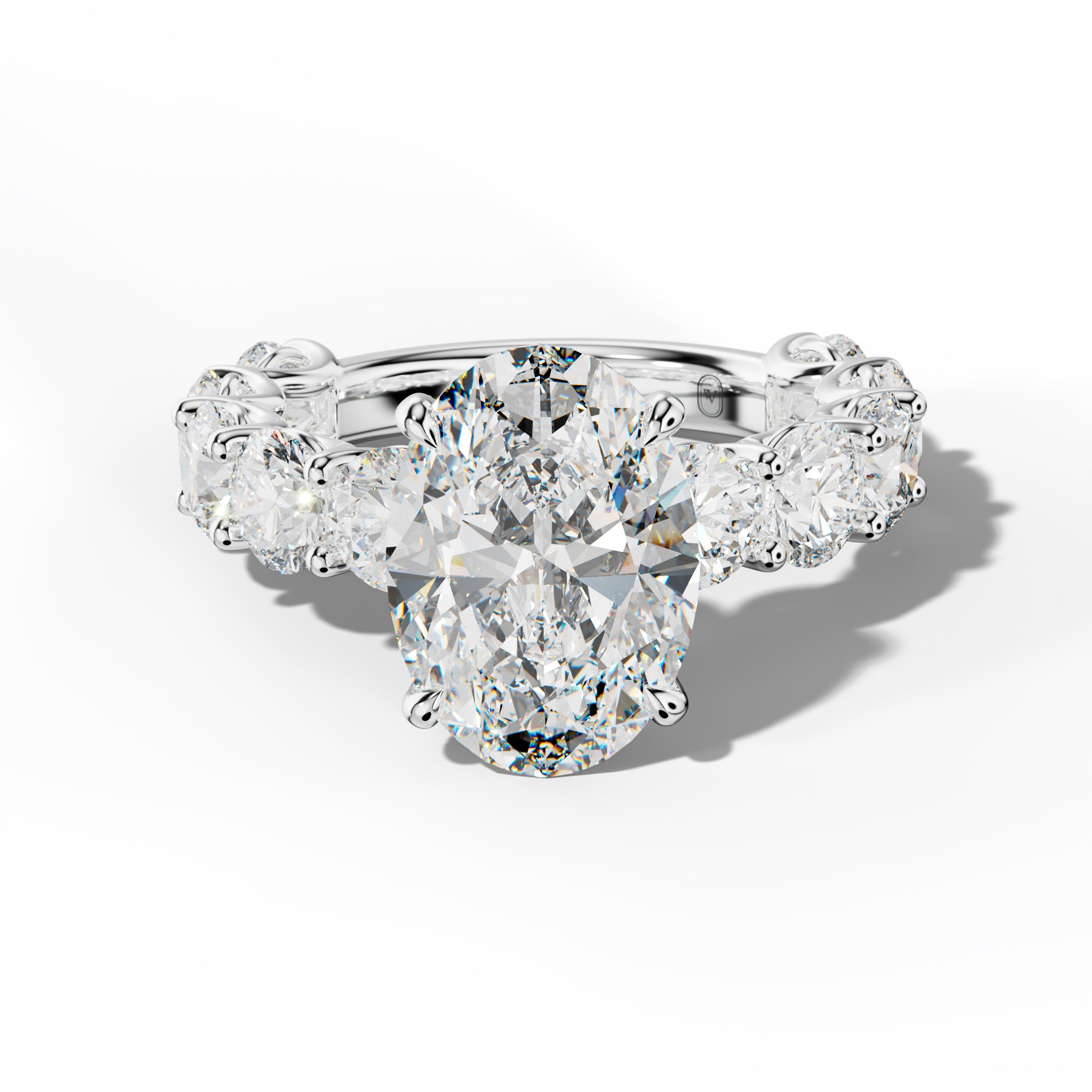 Josie Oval Diamond Engagement Ring With Round Side Stones