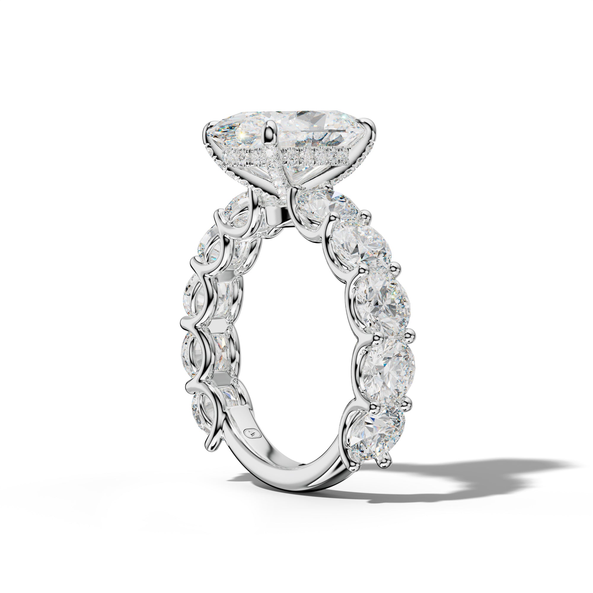 Josie Oval Diamond Engagement Ring With Round Side Stones
