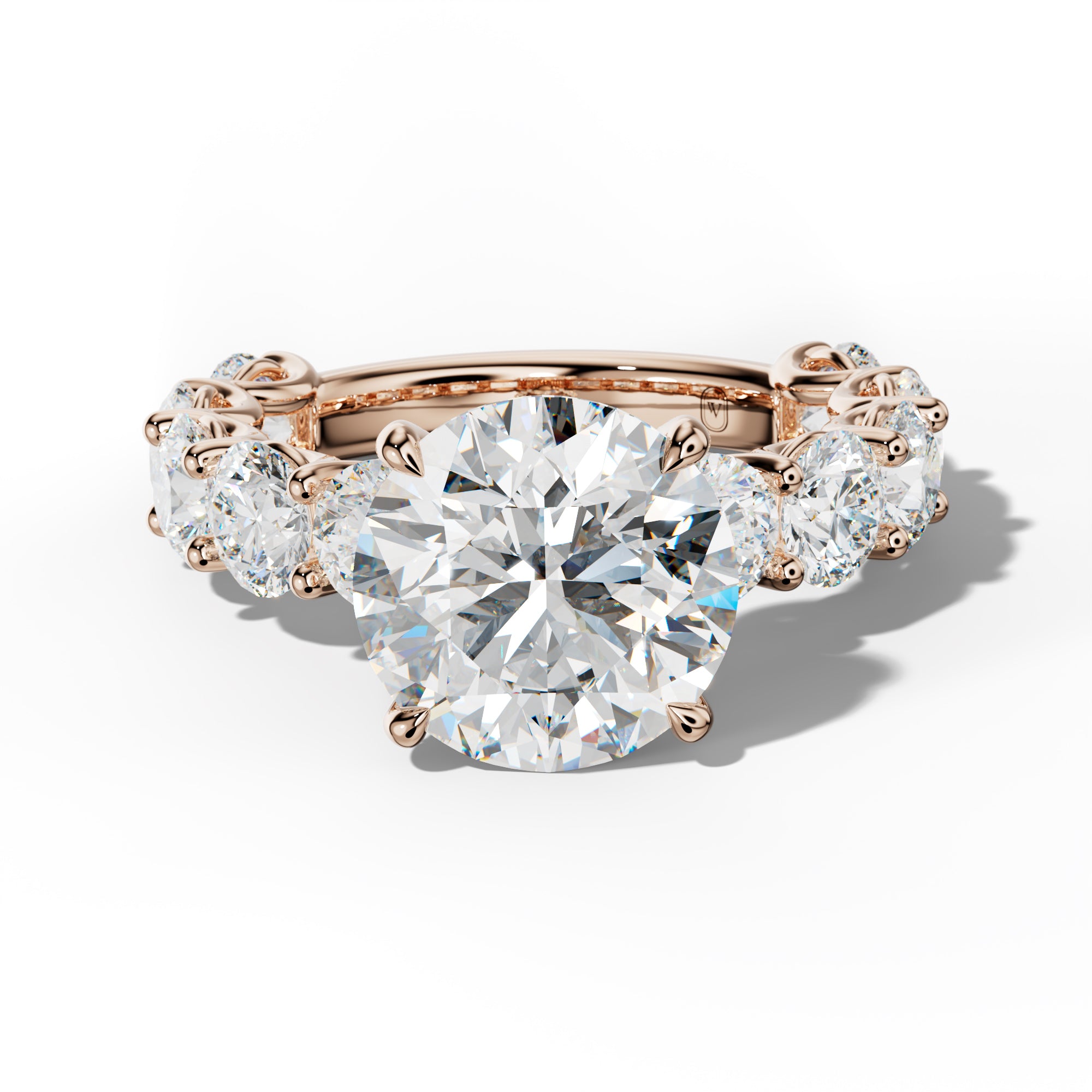 Josie Round Diamond Engagement Ring With Round Side Stones