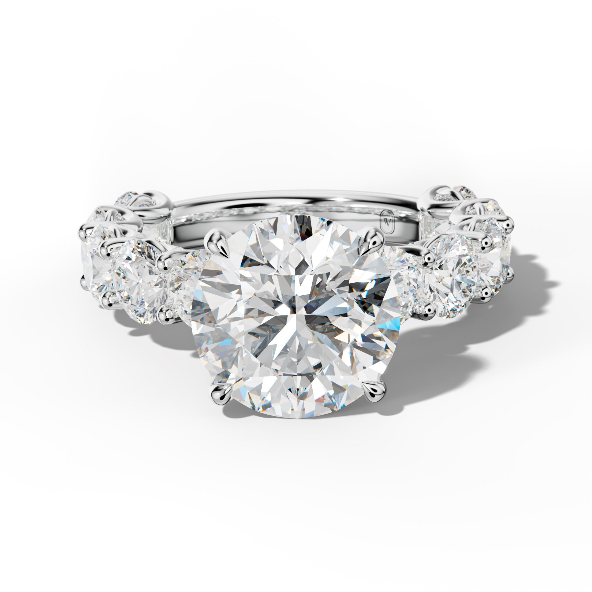 Josie Round Diamond Engagement Ring With Round Side Stones