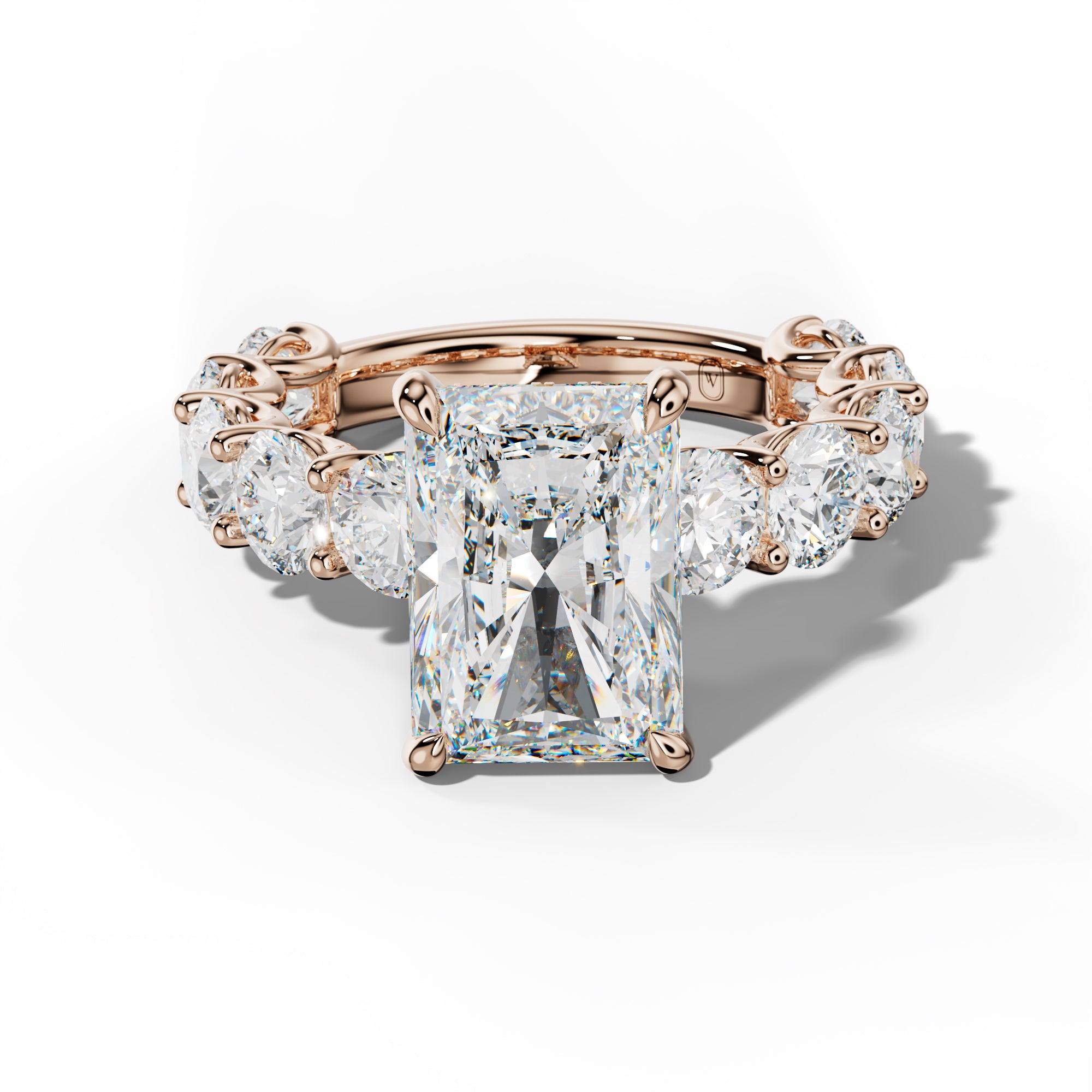 Josie Radiant Diamond Engagement Ring With Round Side Stones