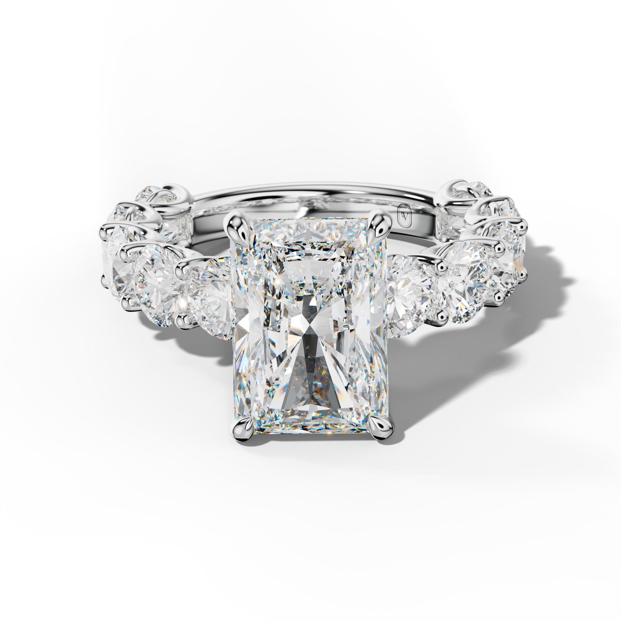 Josie Radiant Diamond Engagement Ring With Round Side Stones