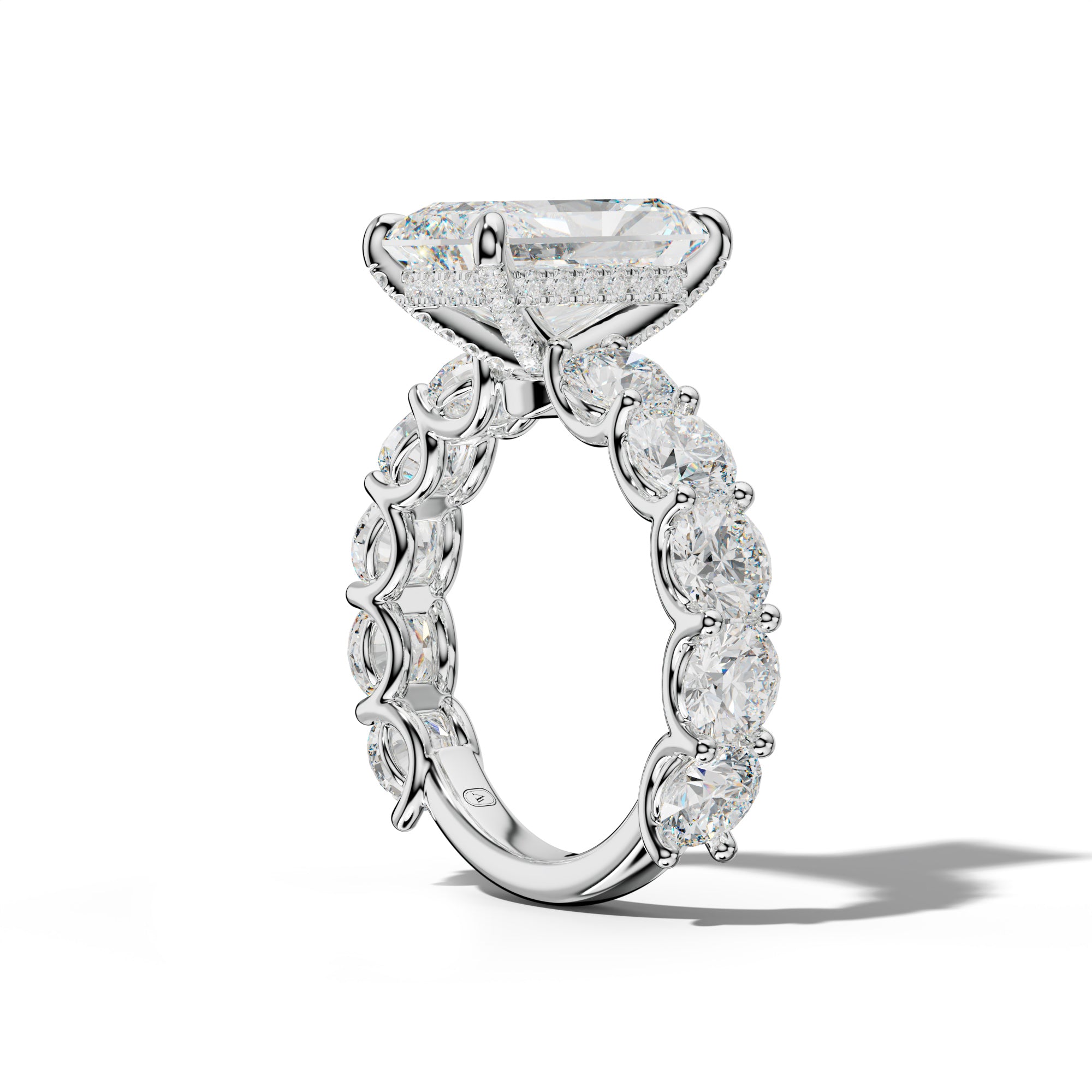 Josie Radiant Diamond Engagement Ring With Round Side Stones
