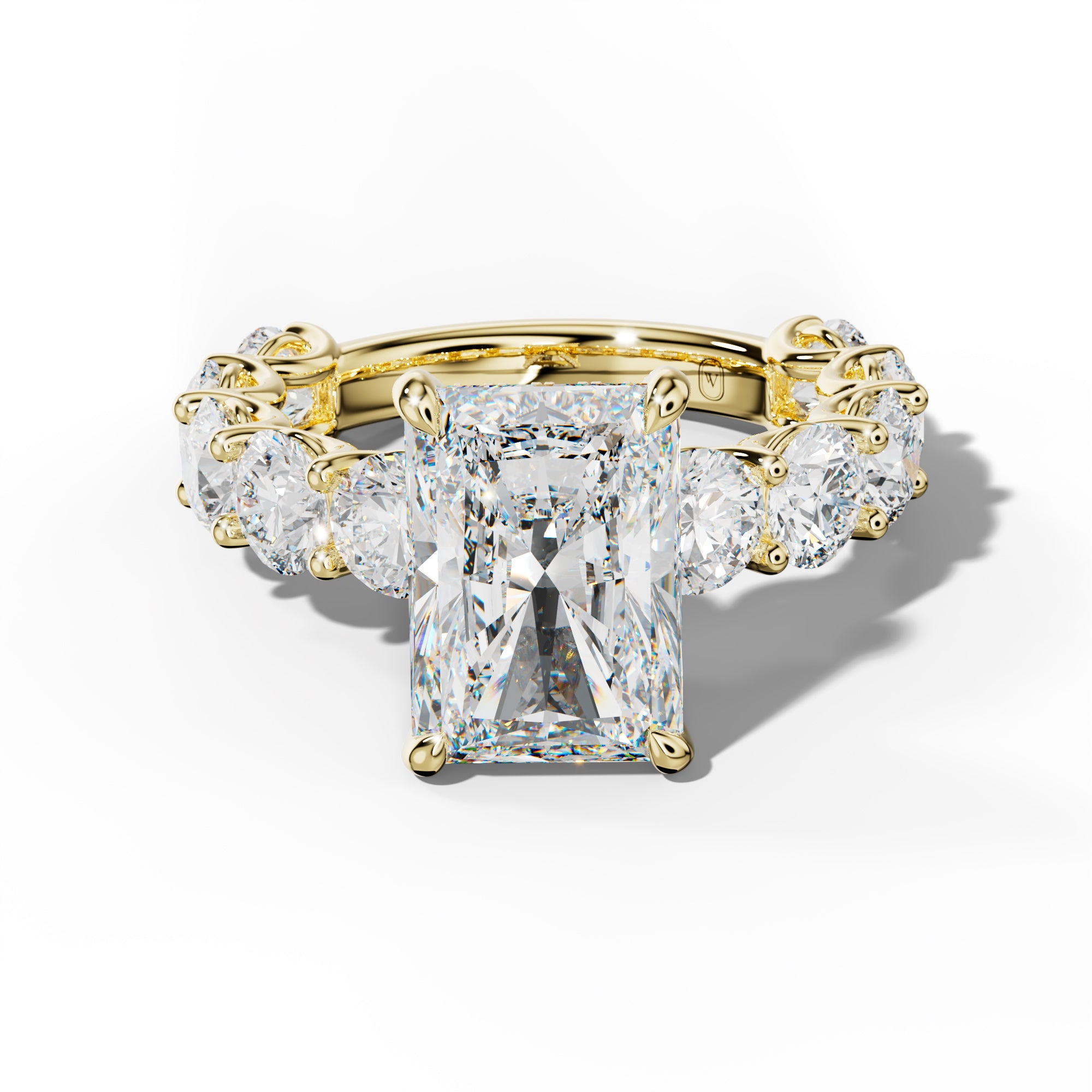 Josie Radiant Diamond Engagement Ring With Round Side Stones