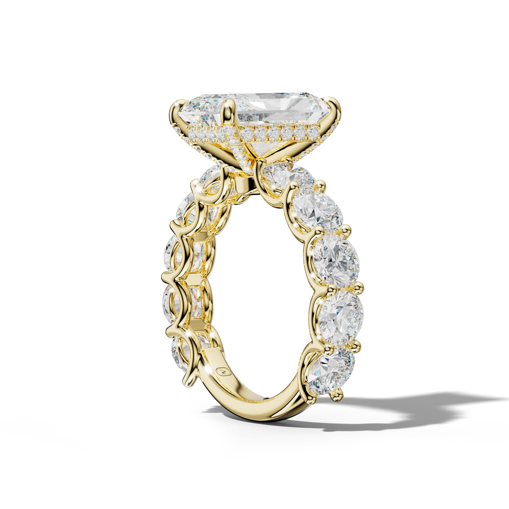 Josie Radiant Diamond Engagement Ring With Round Side Stones