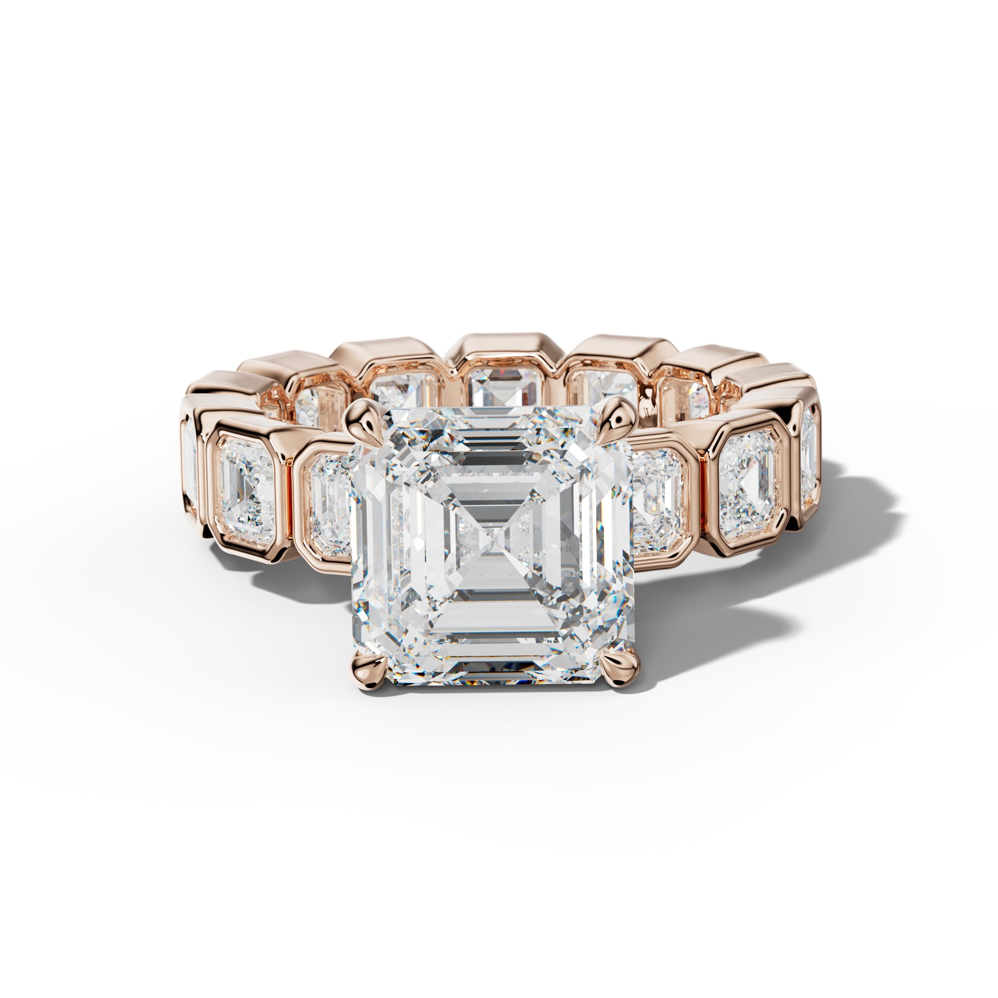 Nyla Asscher Diamond Engagement Ring With Asscher Side Stones