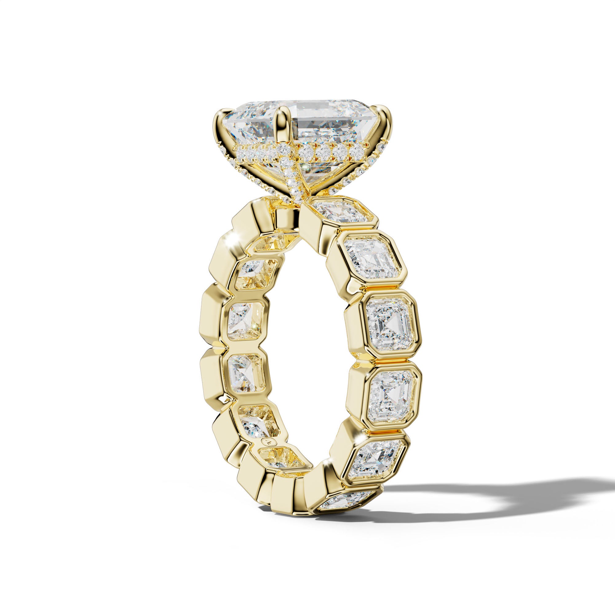 Nyla Asscher Diamond Engagement Ring With Asscher Side Stones