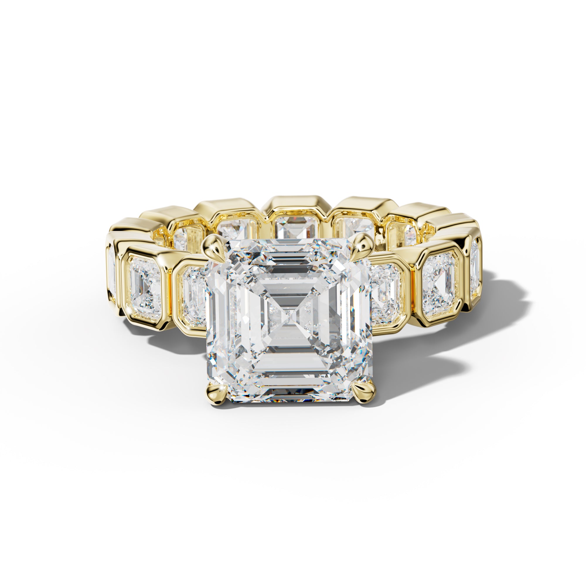 Nyla Asscher Diamond Engagement Ring With Asscher Side Stones