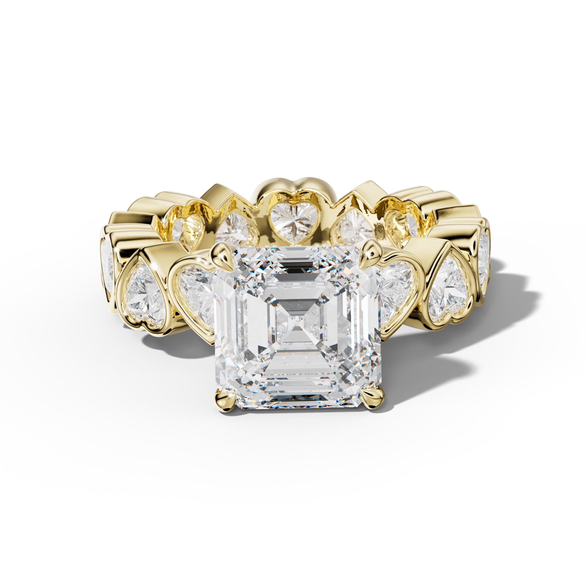 Stevie Asscher Diamond Engagement Ring With Heart Side Stones
