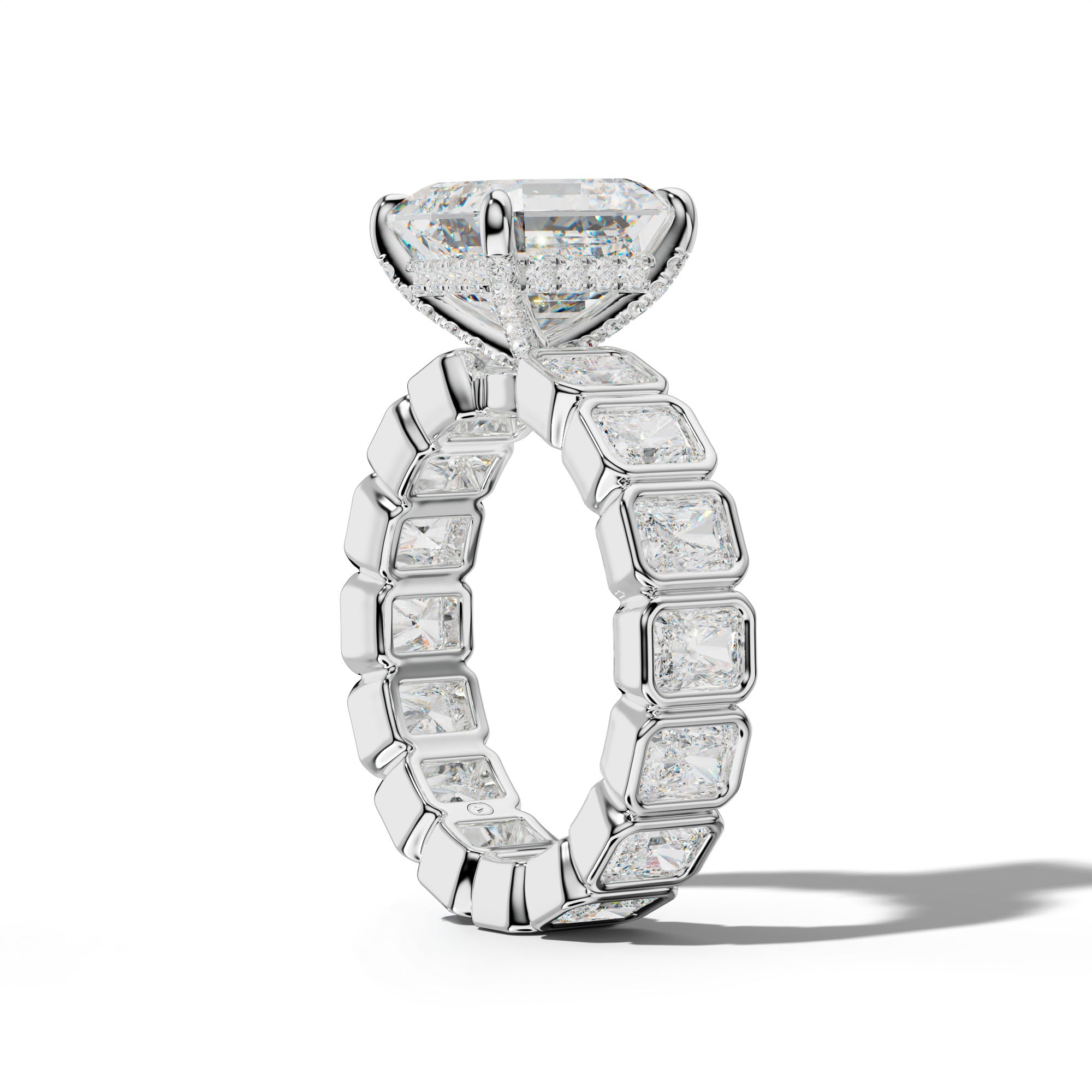 Amirah Asscher Diamond Engagement Ring With Radiant Side Stones