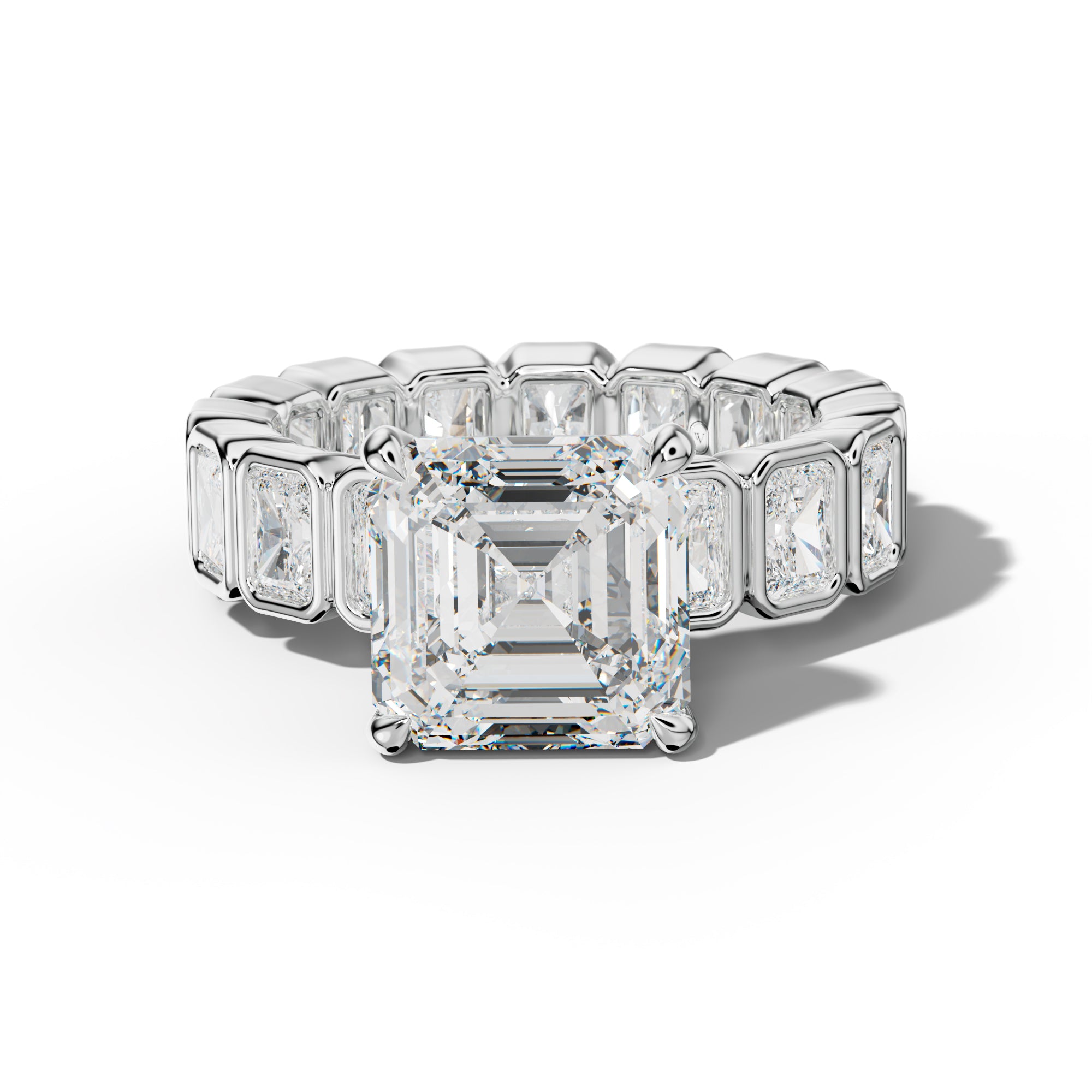 Amirah Asscher Diamond Engagement Ring With Radiant Side Stones