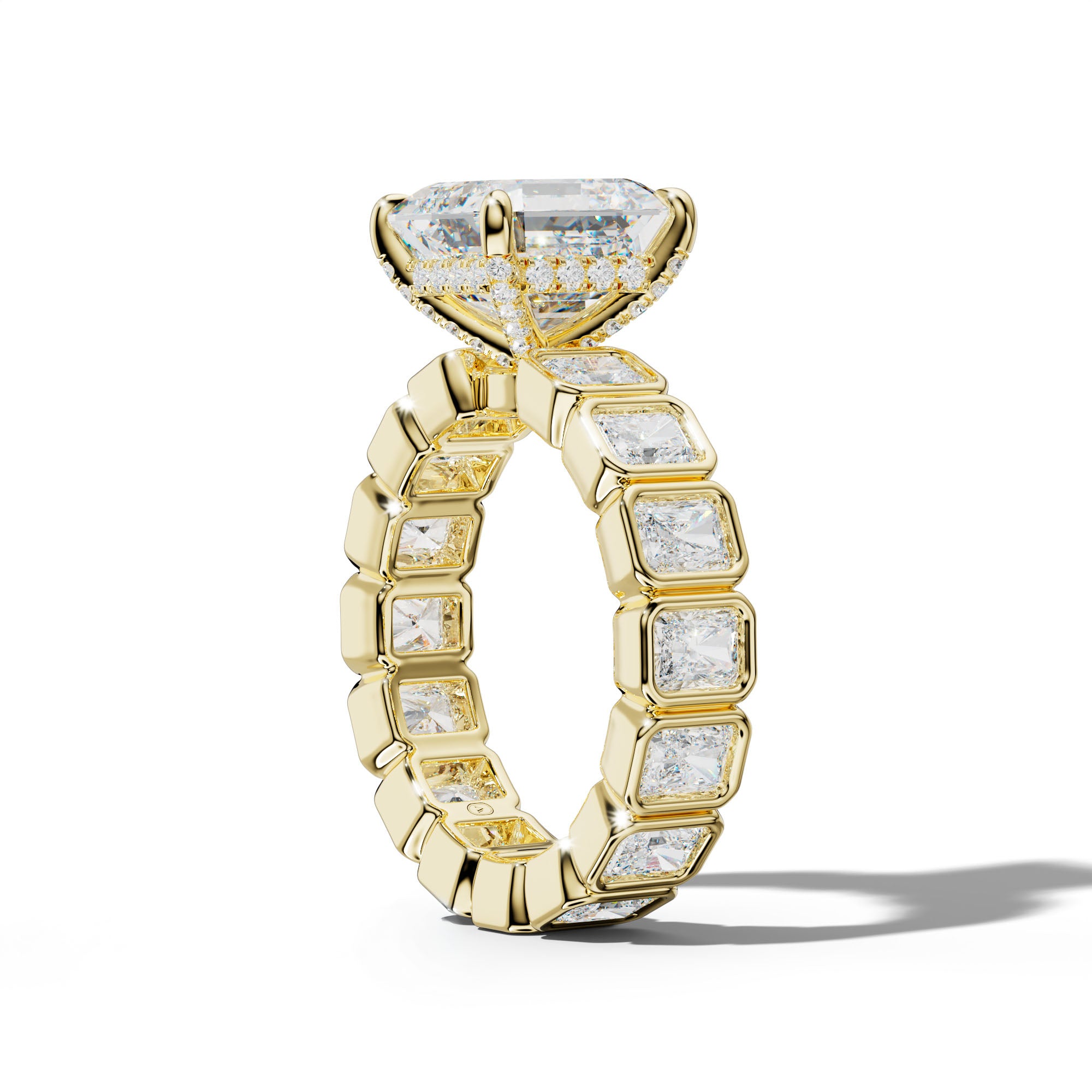Amirah Asscher Diamond Engagement Ring With Radiant Side Stones