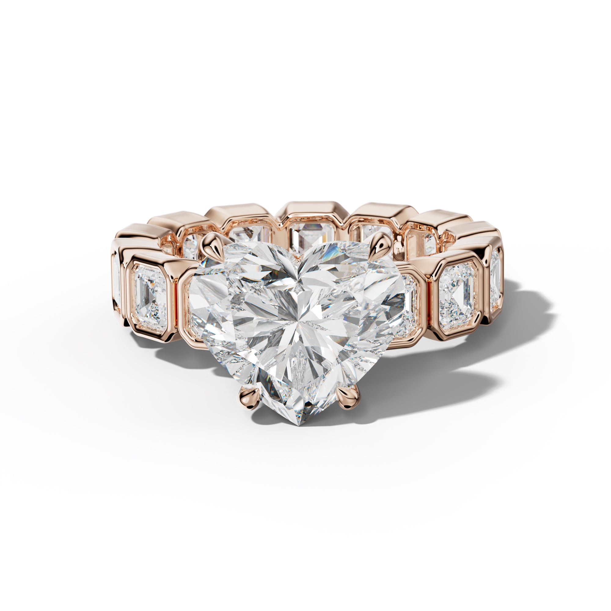 Nyla Heart Diamond Engagement Ring With Asscher Side Stones