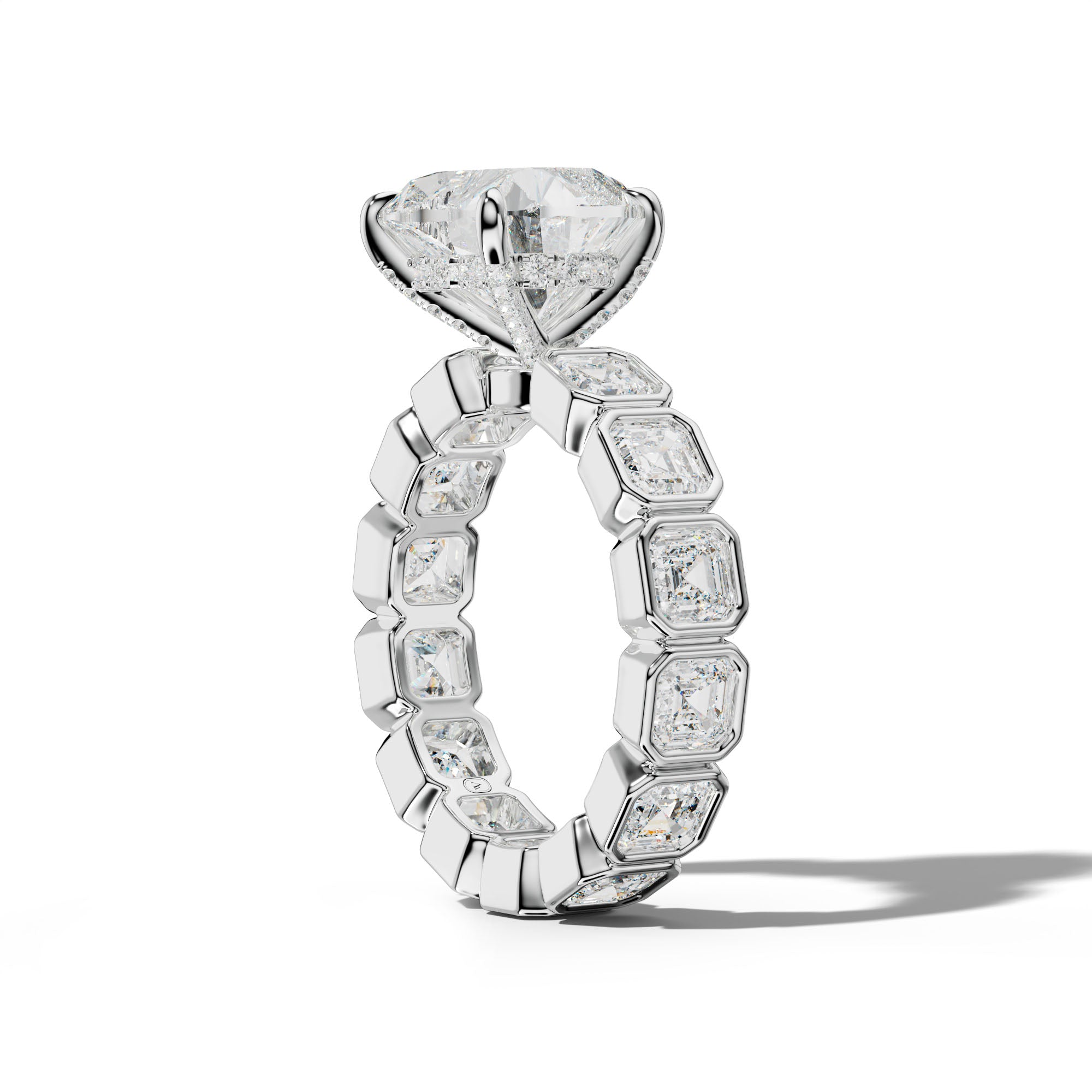 Nyla Heart Diamond Engagement Ring With Asscher Side Stones