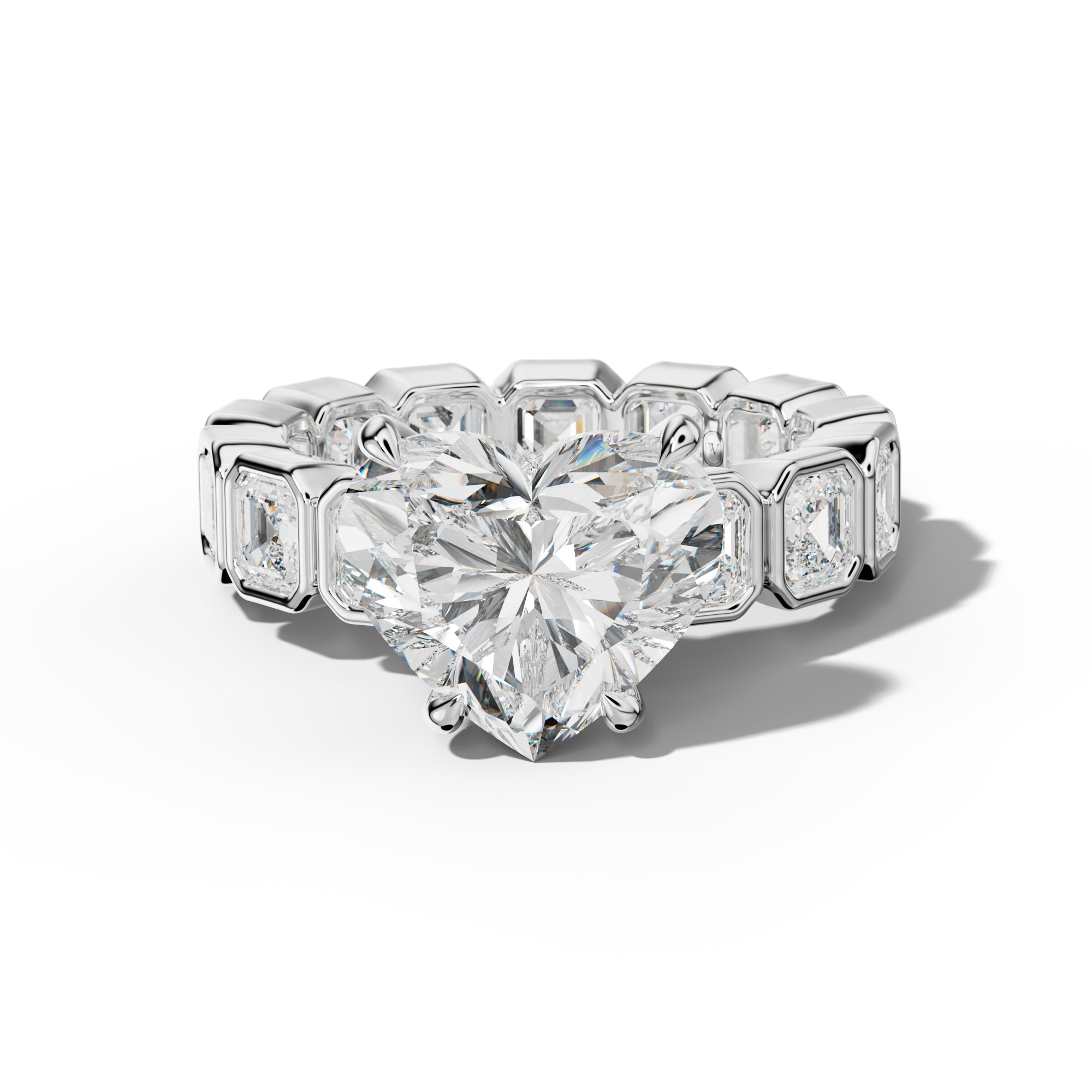 Nyla Heart Diamond Engagement Ring With Asscher Side Stones