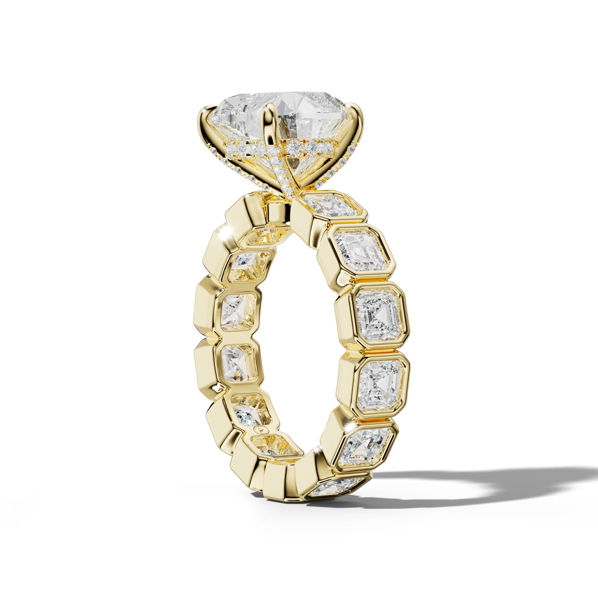 Nyla Heart Diamond Engagement Ring With Asscher Side Stones