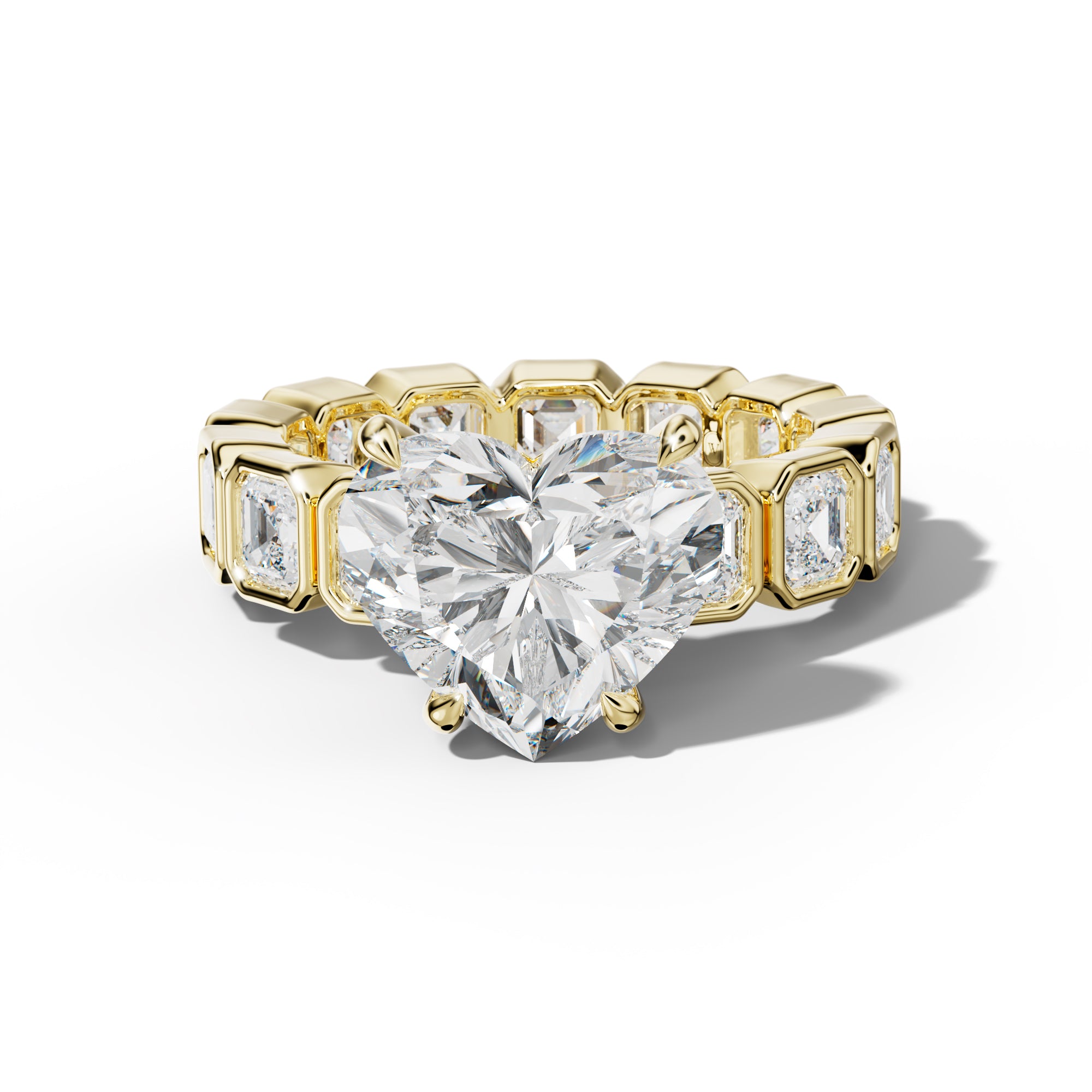 Nyla Heart Diamond Engagement Ring With Asscher Side Stones