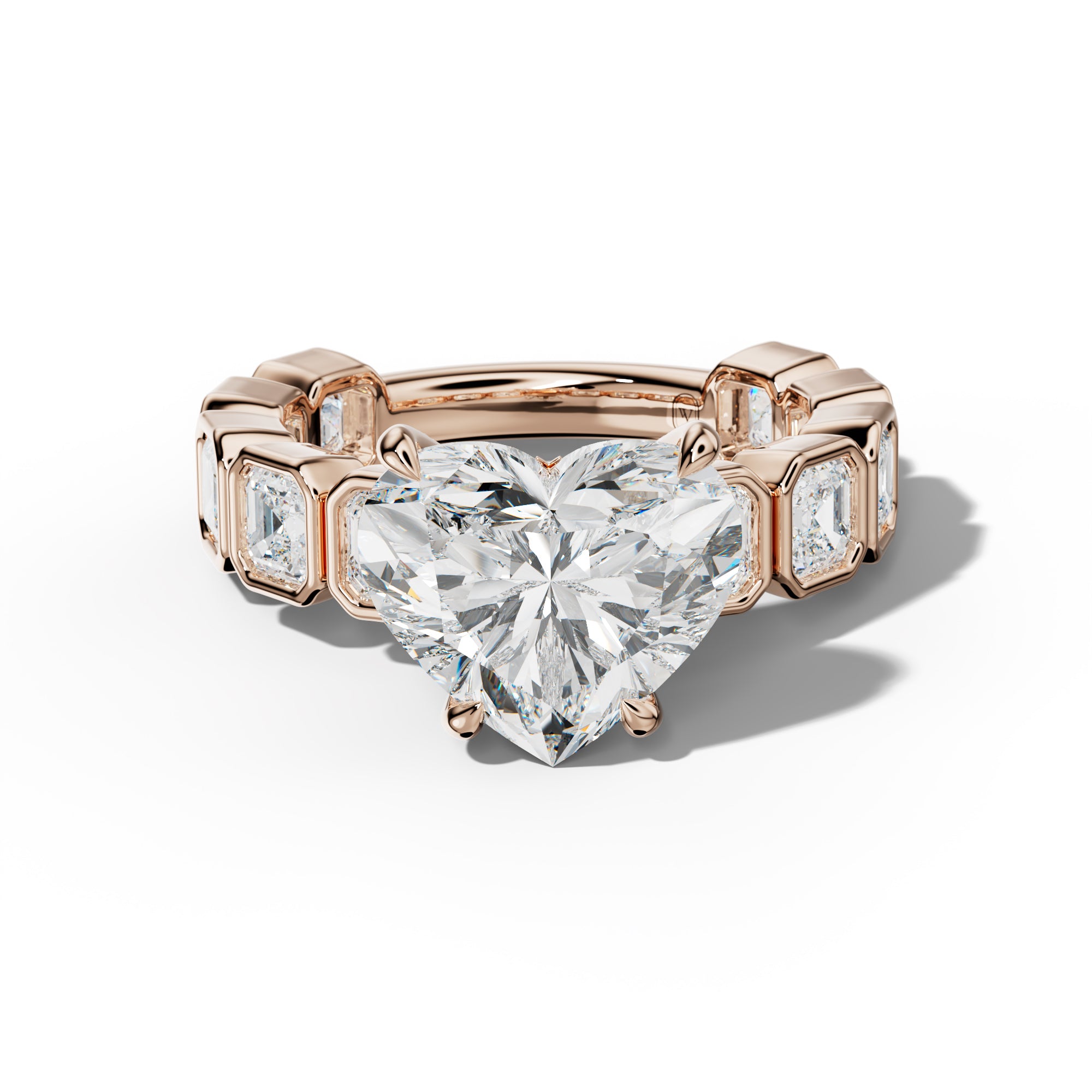 Reina Heart Diamond Engagement Ring With Asscher Side Stones