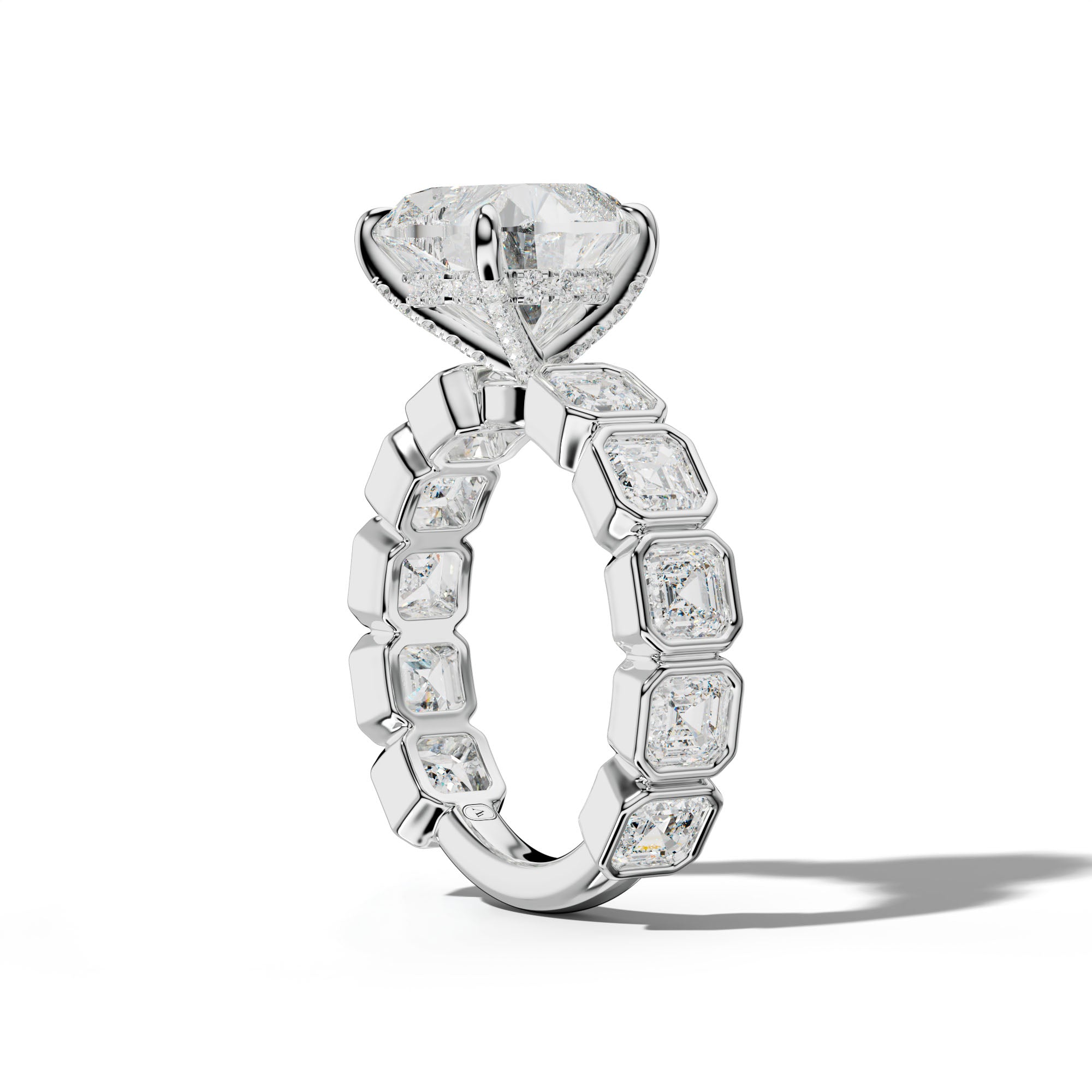 Reina Heart Diamond Engagement Ring With Asscher Side Stones