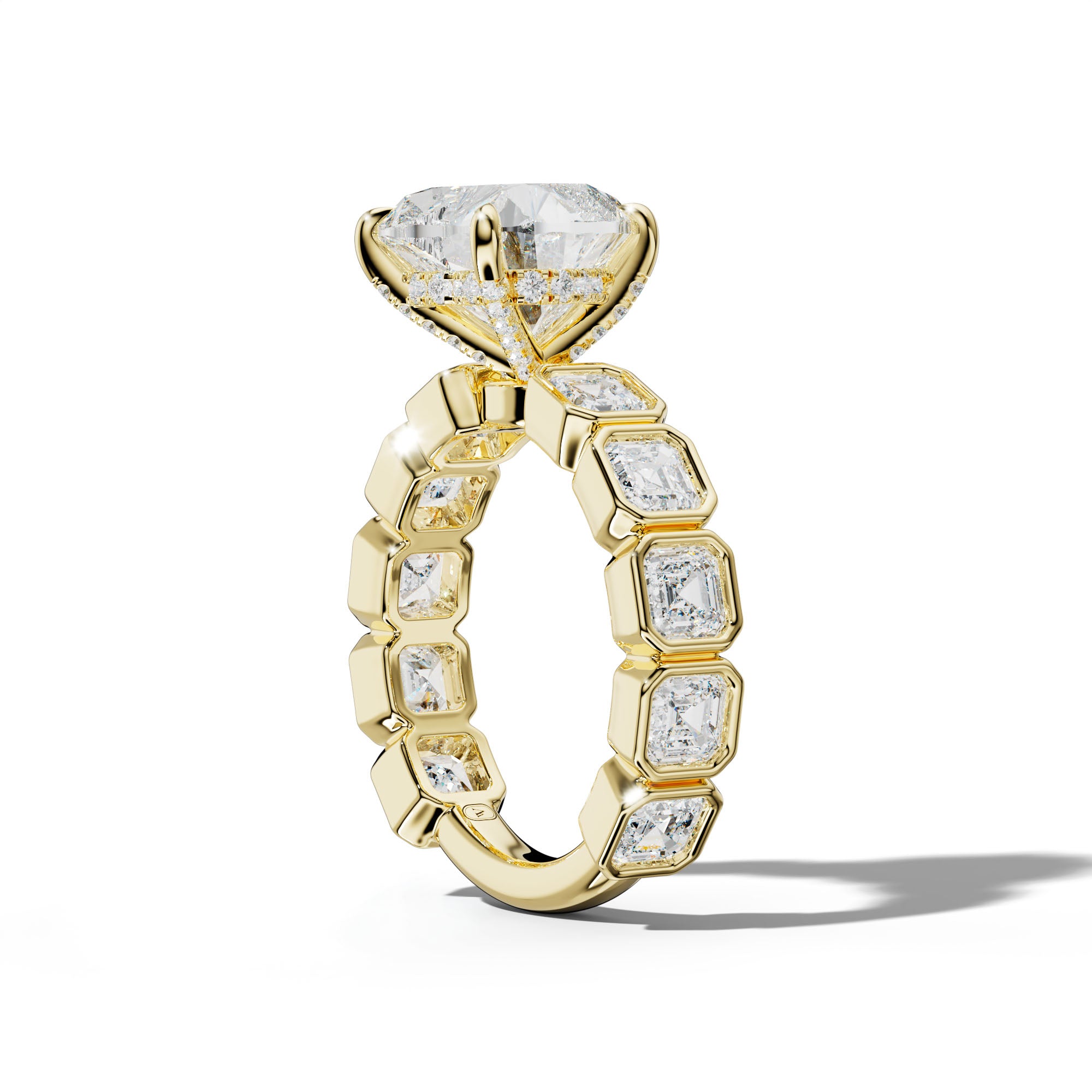 Reina Heart Diamond Engagement Ring With Asscher Side Stones