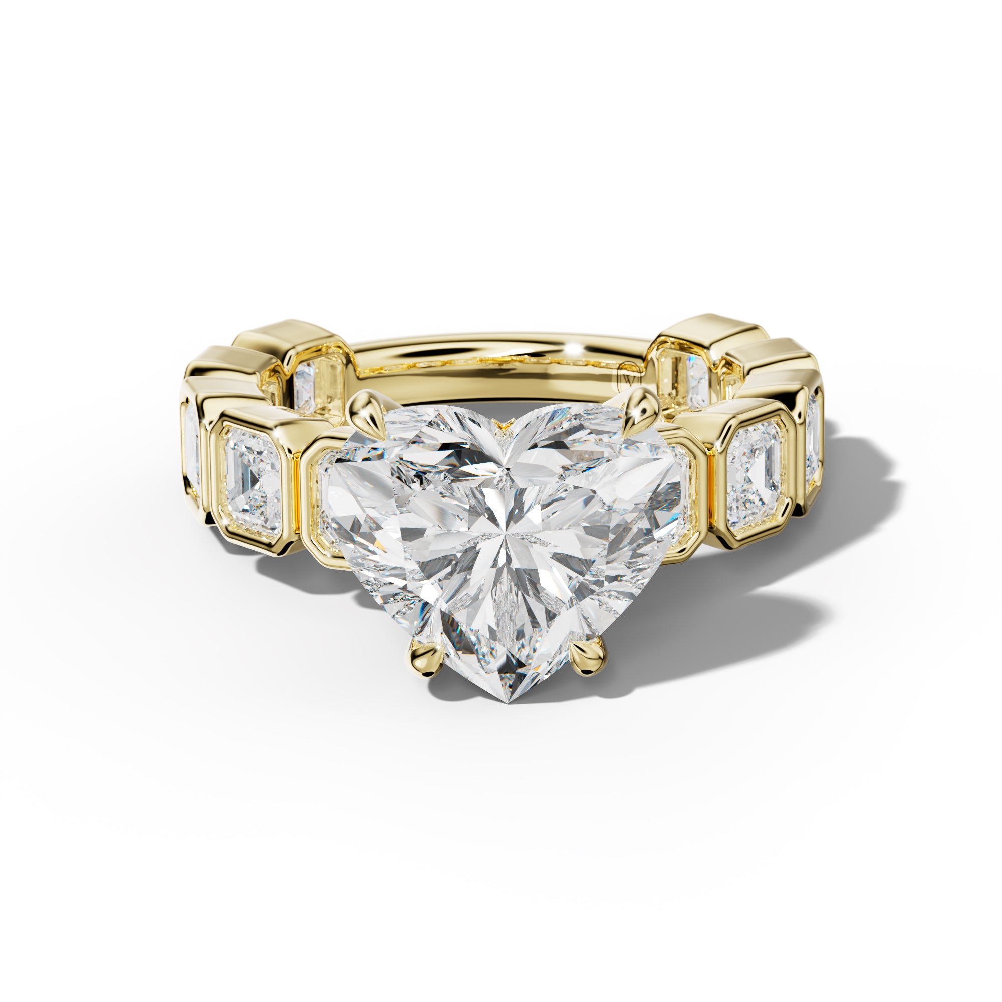 Reina Heart Diamond Engagement Ring With Asscher Side Stones