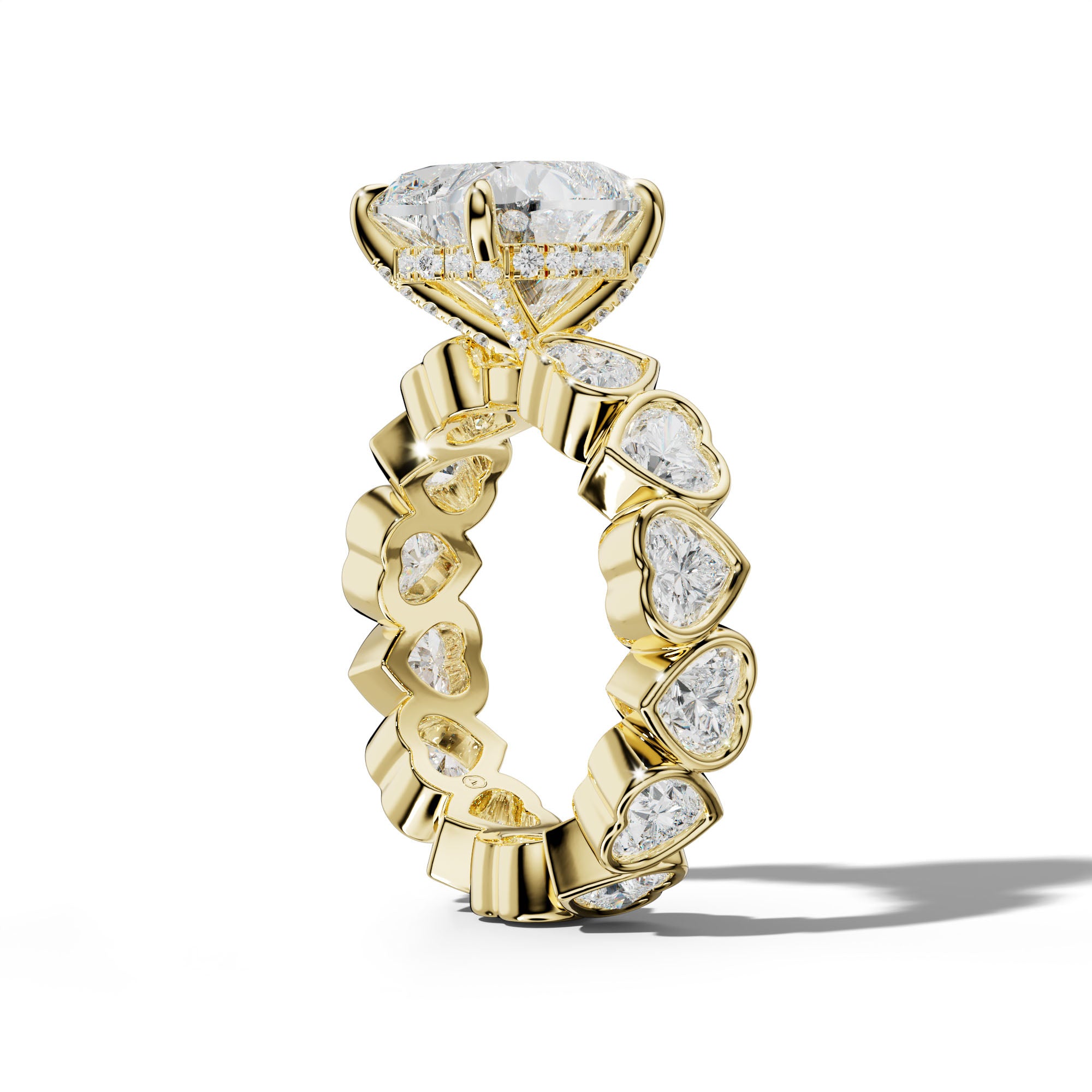 Stevie Heart Diamond Engagement Ring With Heart Side Stones