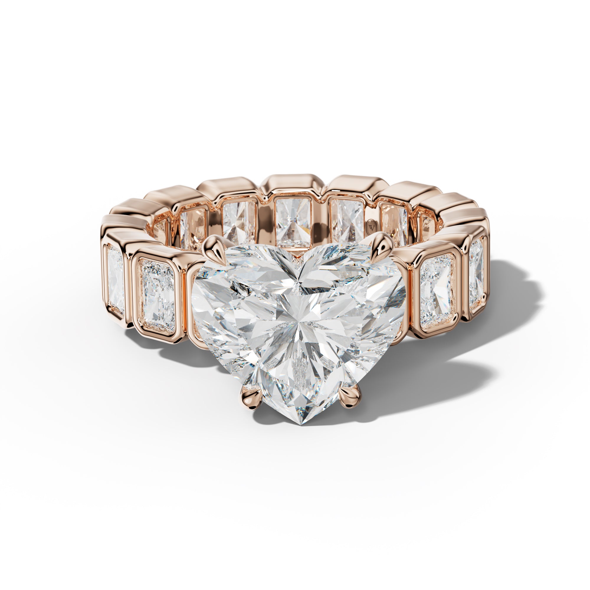 Amirah Heart Diamond Engagement Ring With Radiant Side Stones