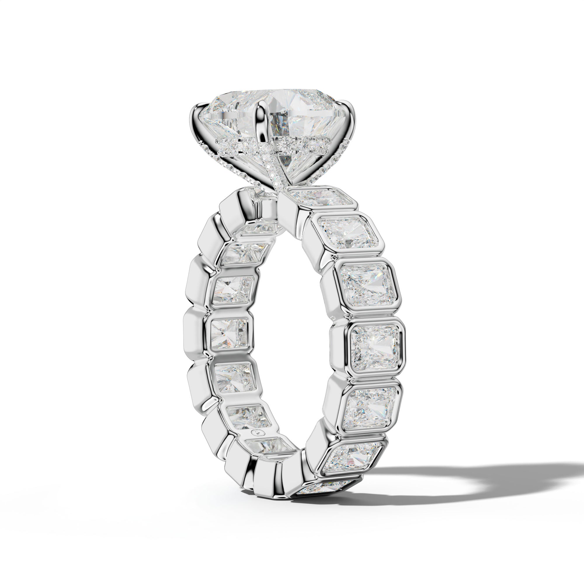 Amirah Heart Diamond Engagement Ring With Radiant Side Stones