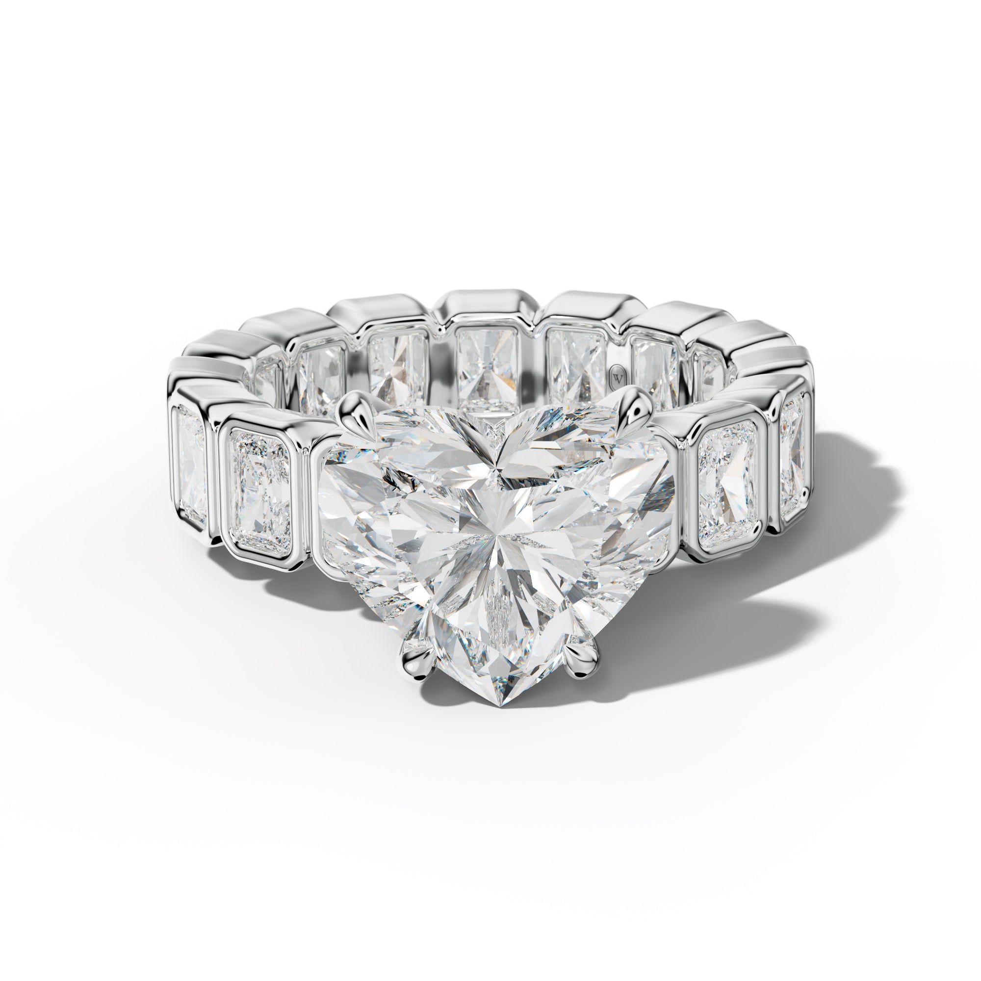 Amirah Heart Diamond Engagement Ring With Radiant Side Stones