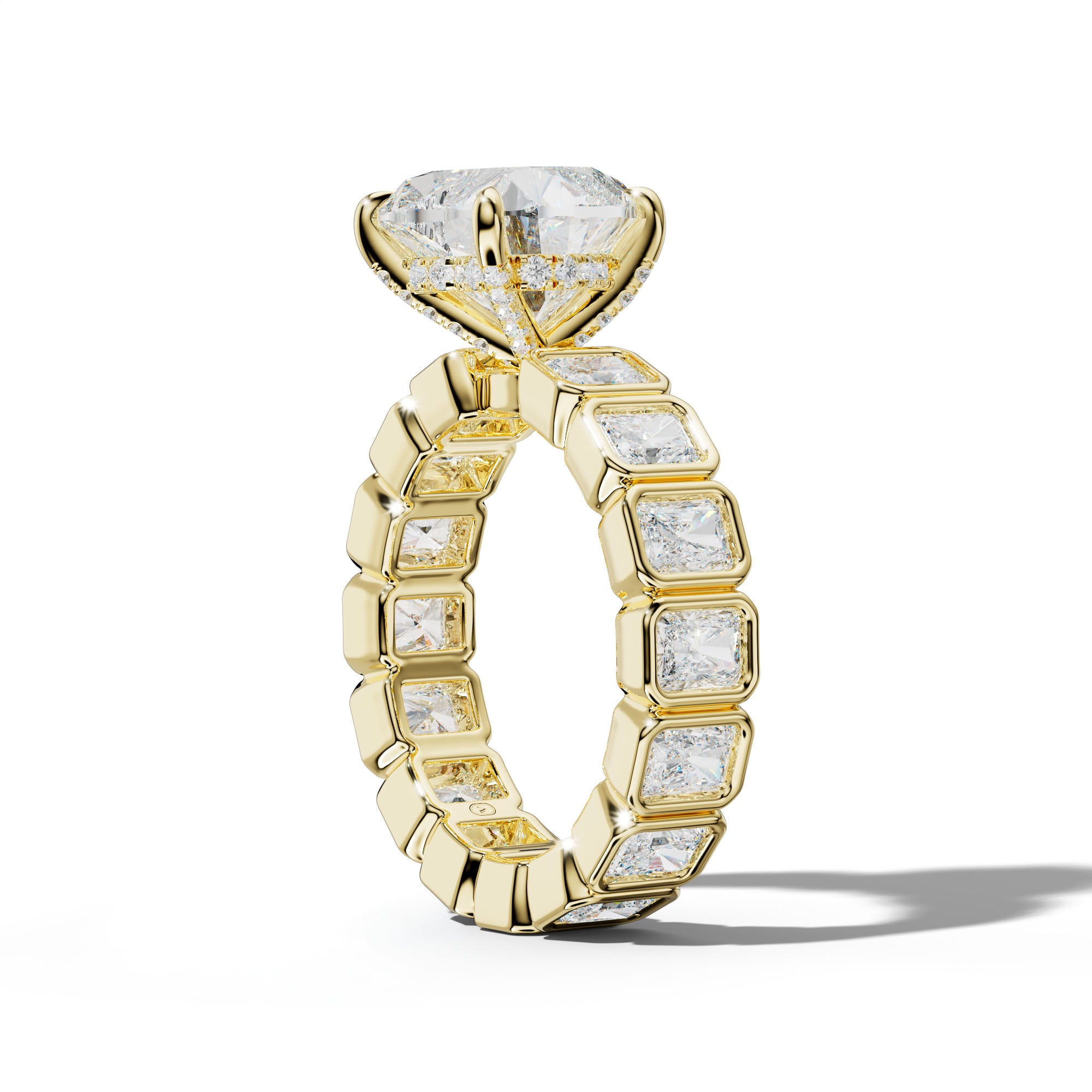 Amirah Heart Diamond Engagement Ring With Radiant Side Stones