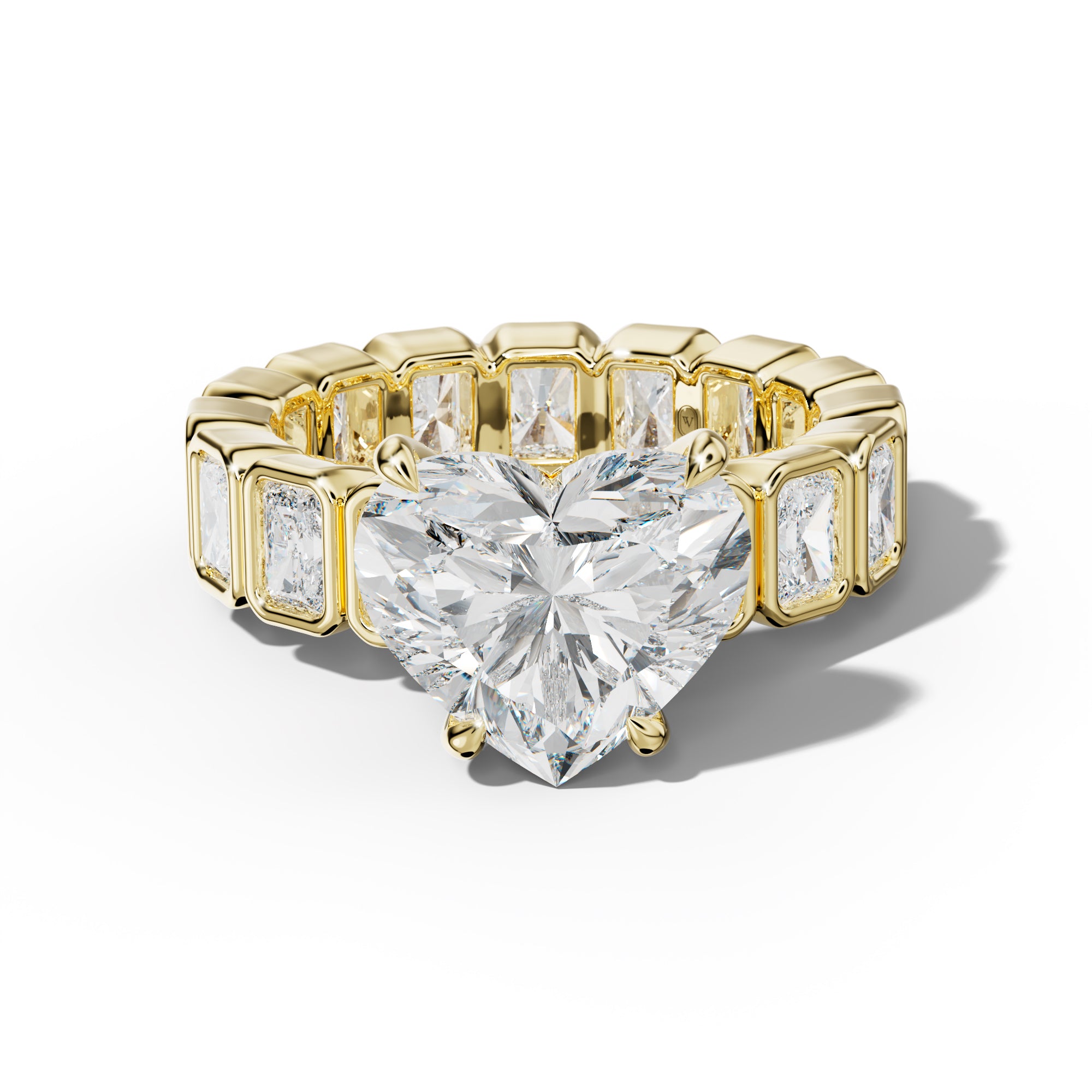 Amirah Heart Diamond Engagement Ring With Radiant Side Stones