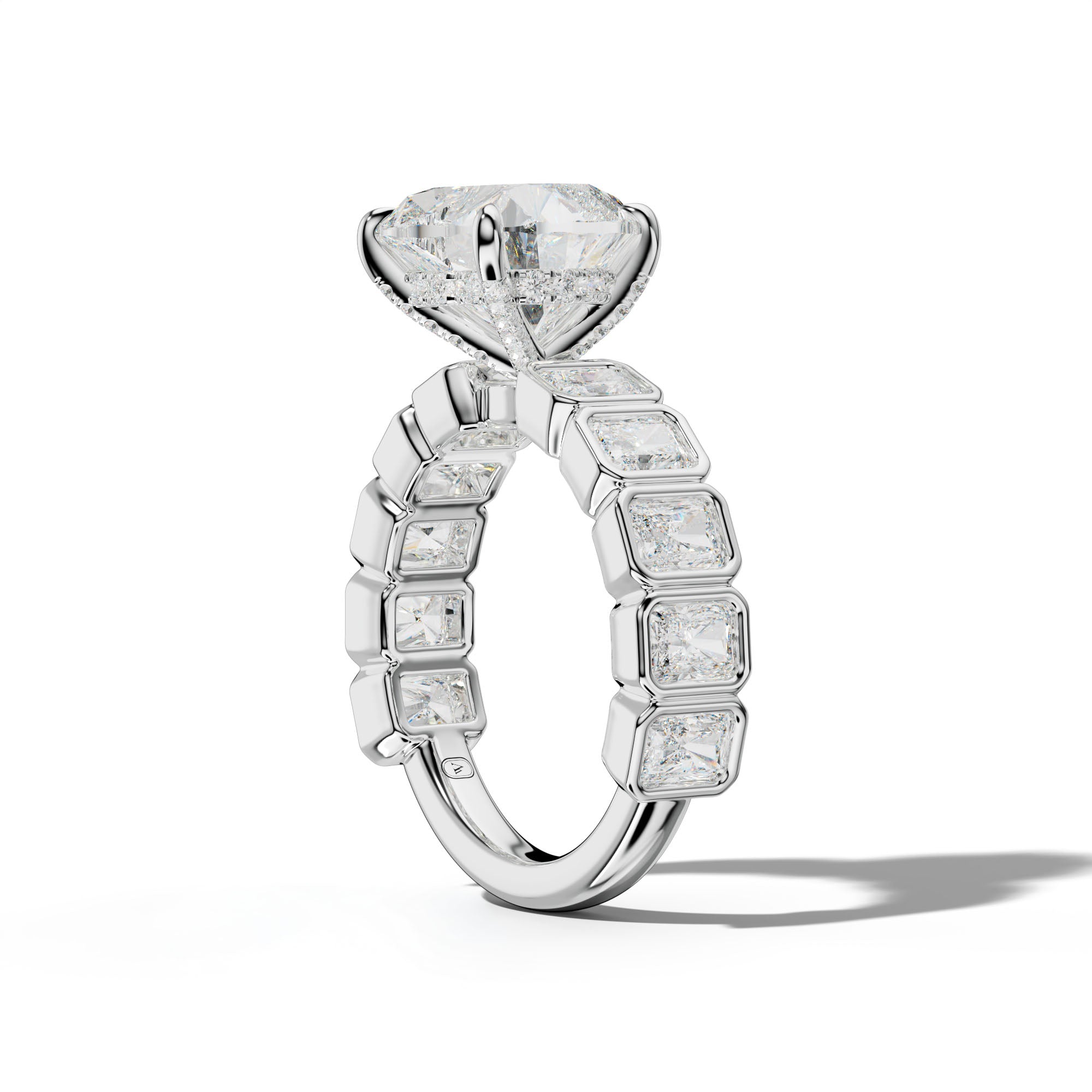 Jaslyn Heart Diamond Engagement Ring With Radiant Side Stones