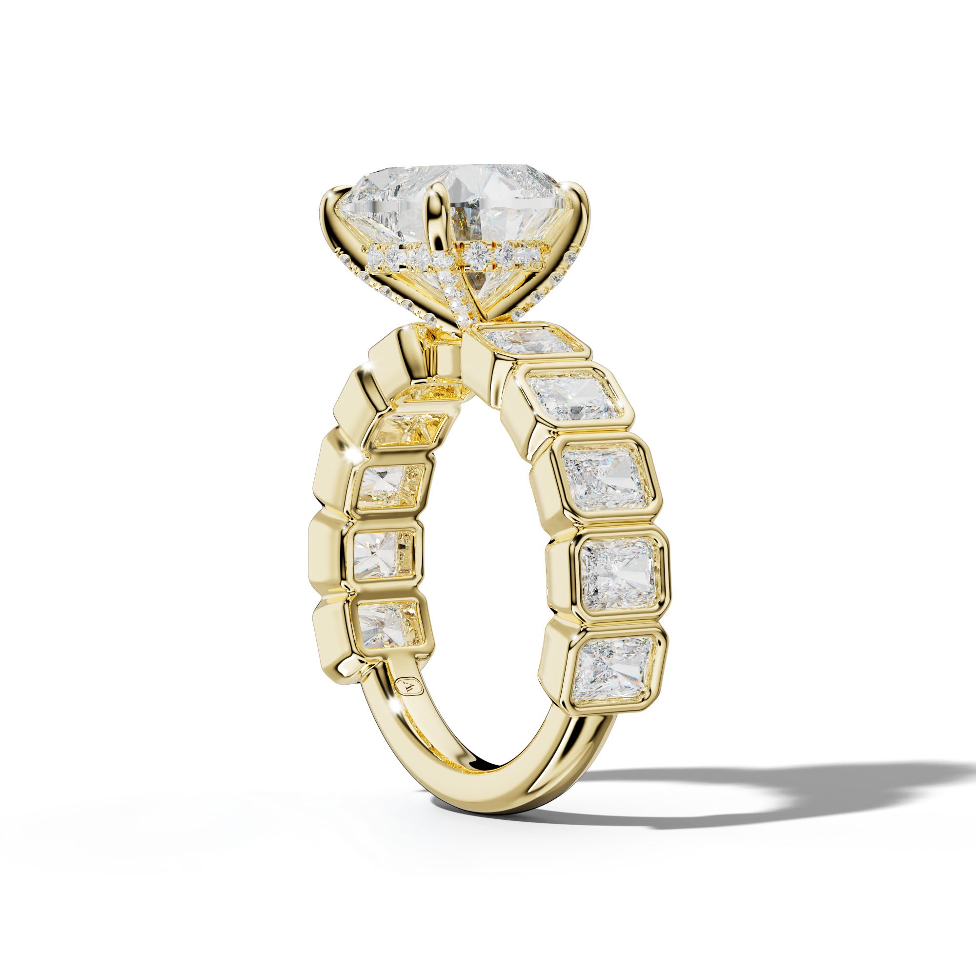 Jaslyn Heart Diamond Engagement Ring With Radiant Side Stones