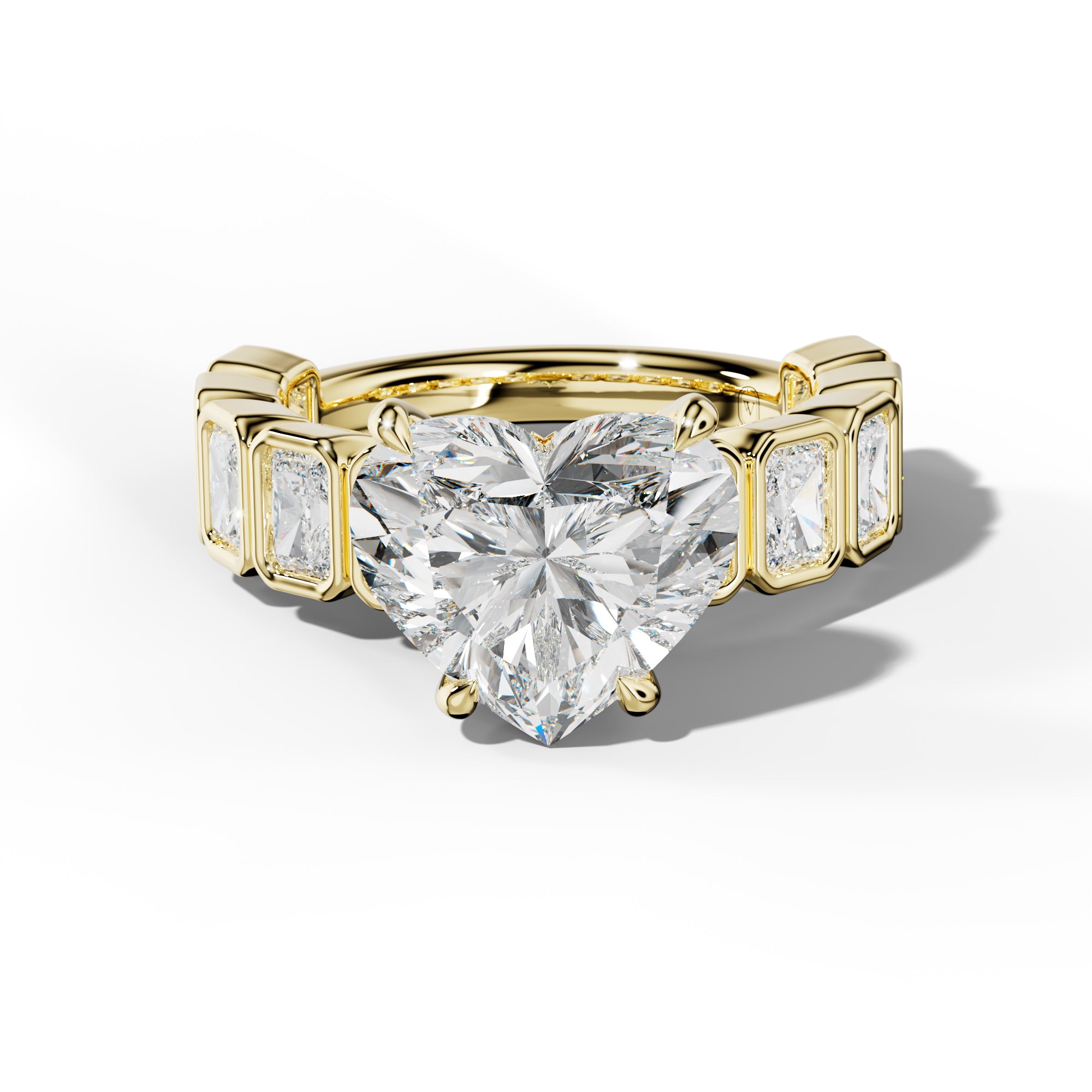 Jaslyn Heart Diamond Engagement Ring With Radiant Side Stones