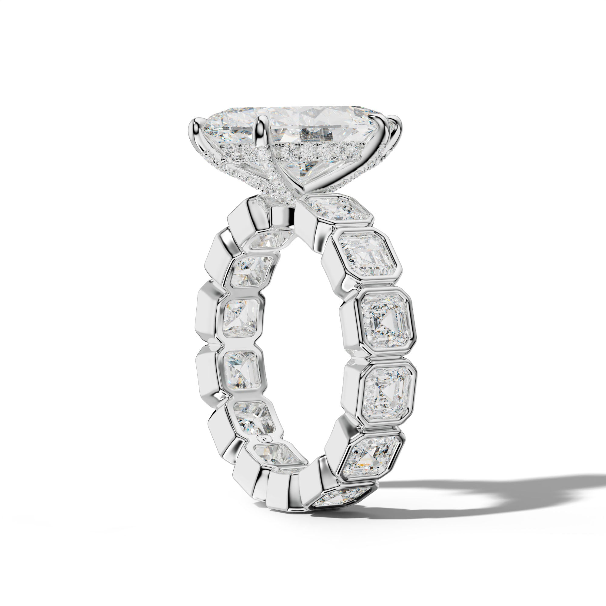Nyla Marquise Diamond Engagement Ring With Asscher Side Stones