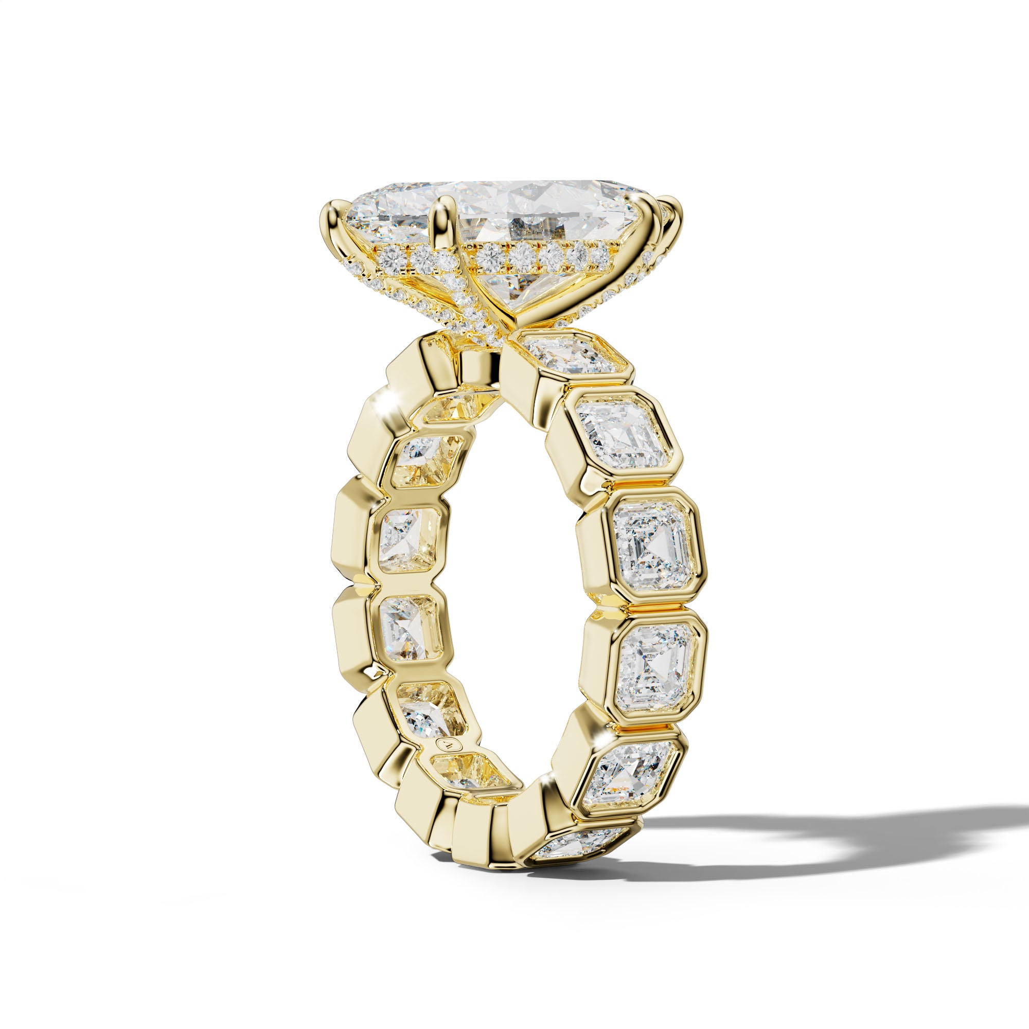 Nyla Marquise Diamond Engagement Ring With Asscher Side Stones