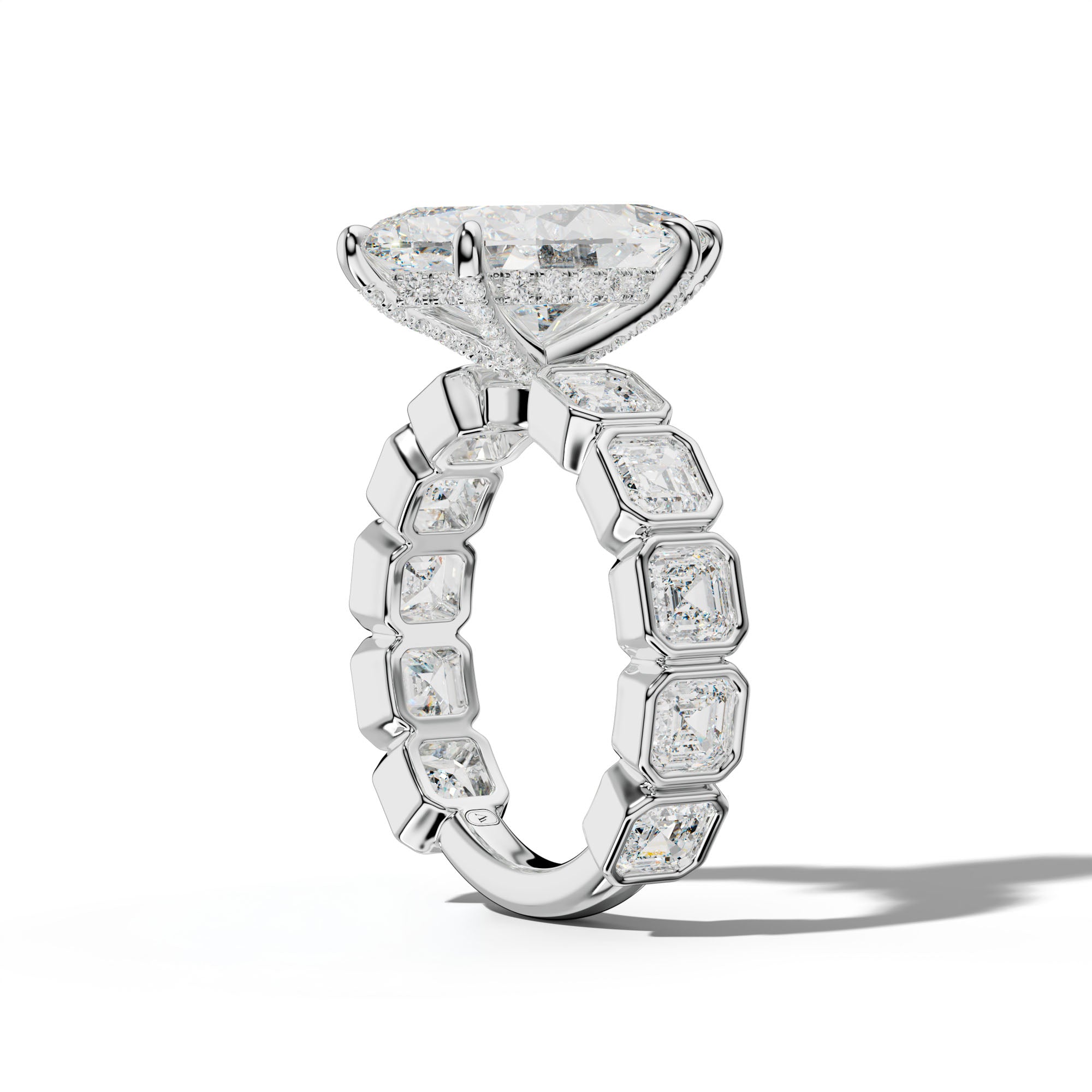 Reina Marquise Diamond Engagement Ring With Asscher Side Stones