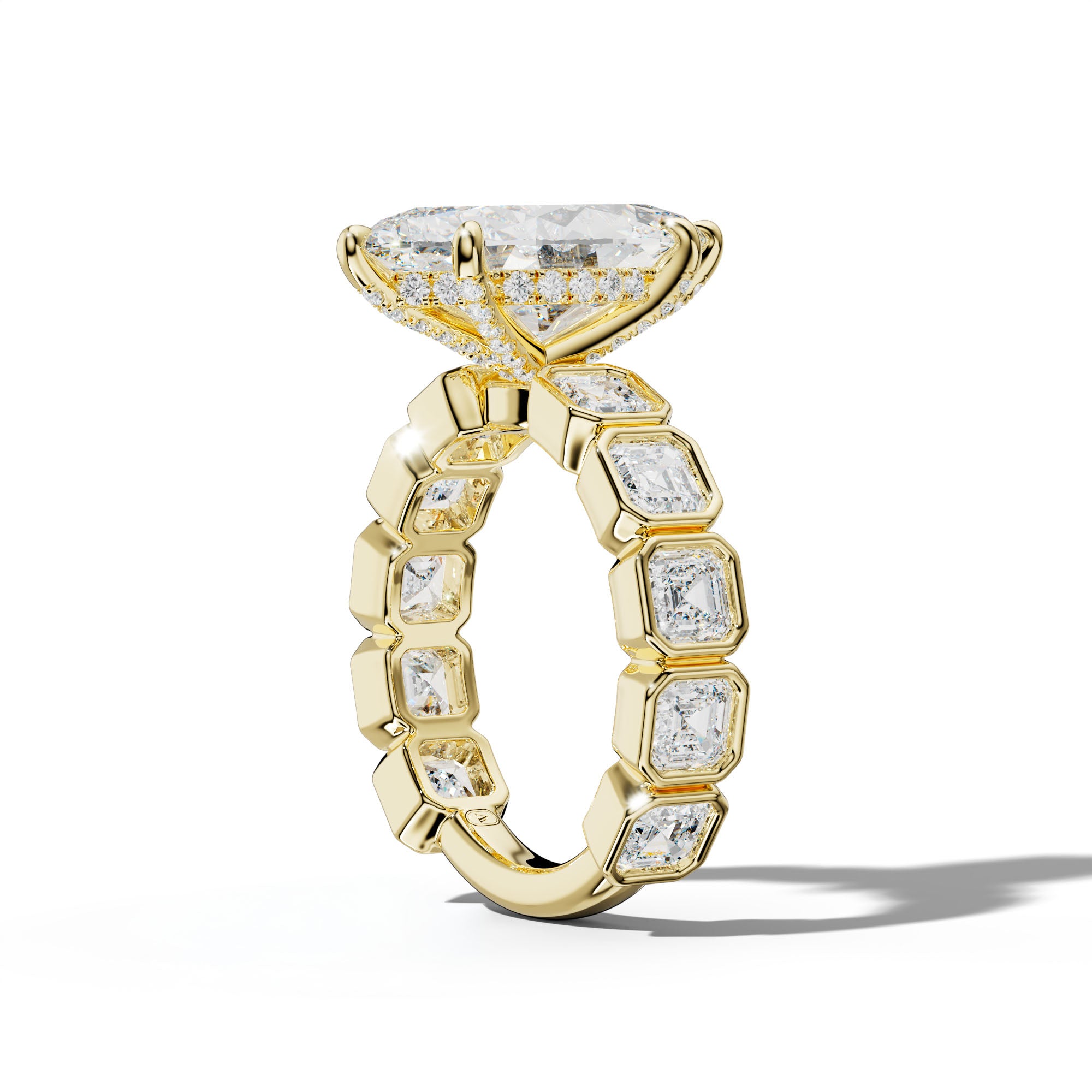 Reina Marquise Diamond Engagement Ring With Asscher Side Stones