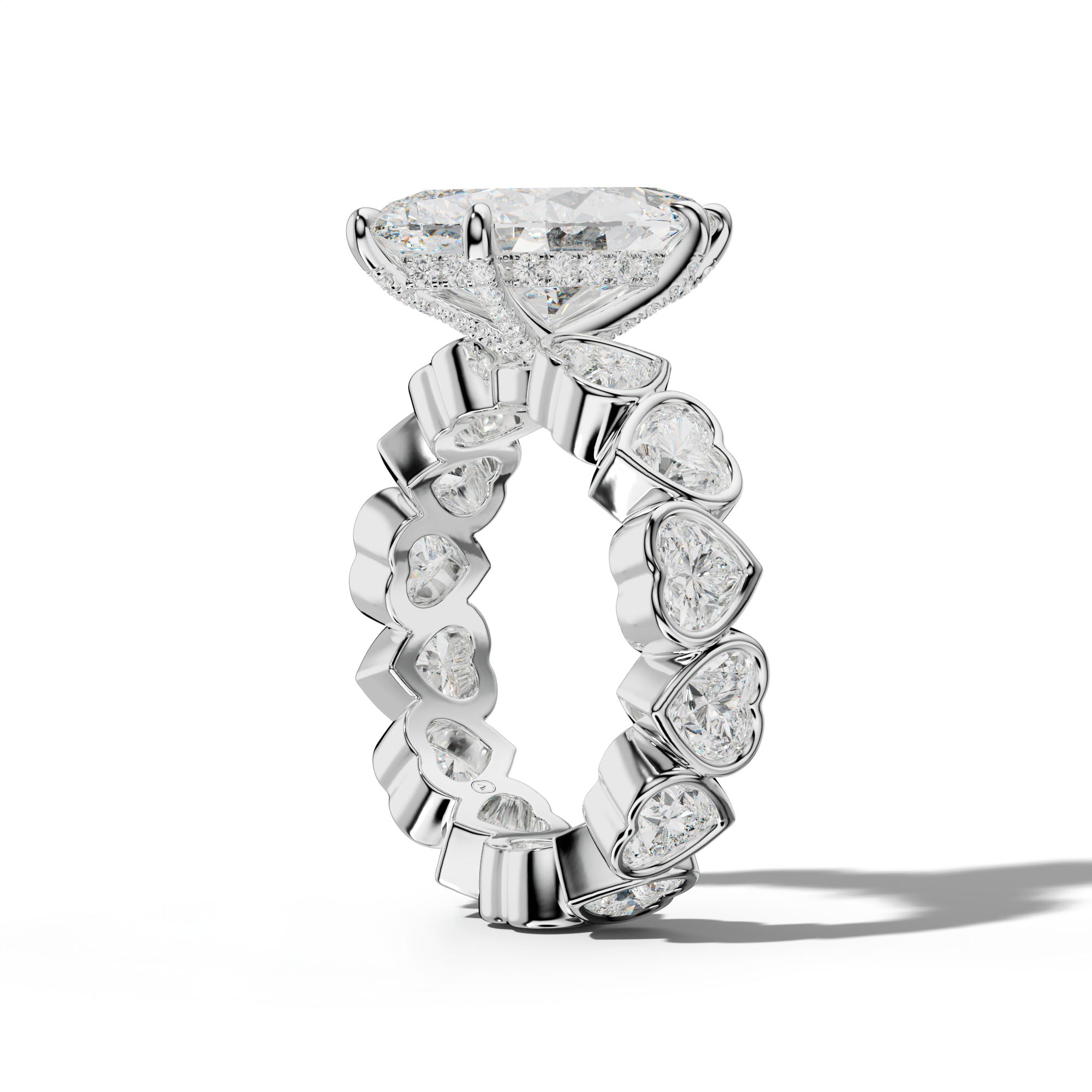 Stevie Marquise Diamond Engagement Ring With Heart Side Stones