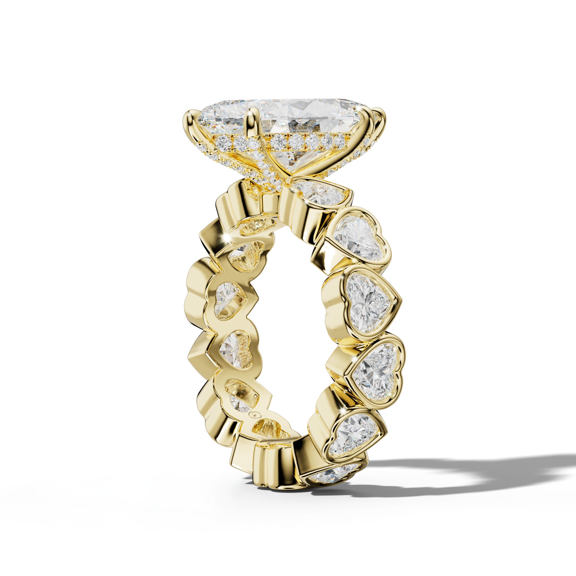 Stevie Marquise Diamond Engagement Ring With Heart Side Stones