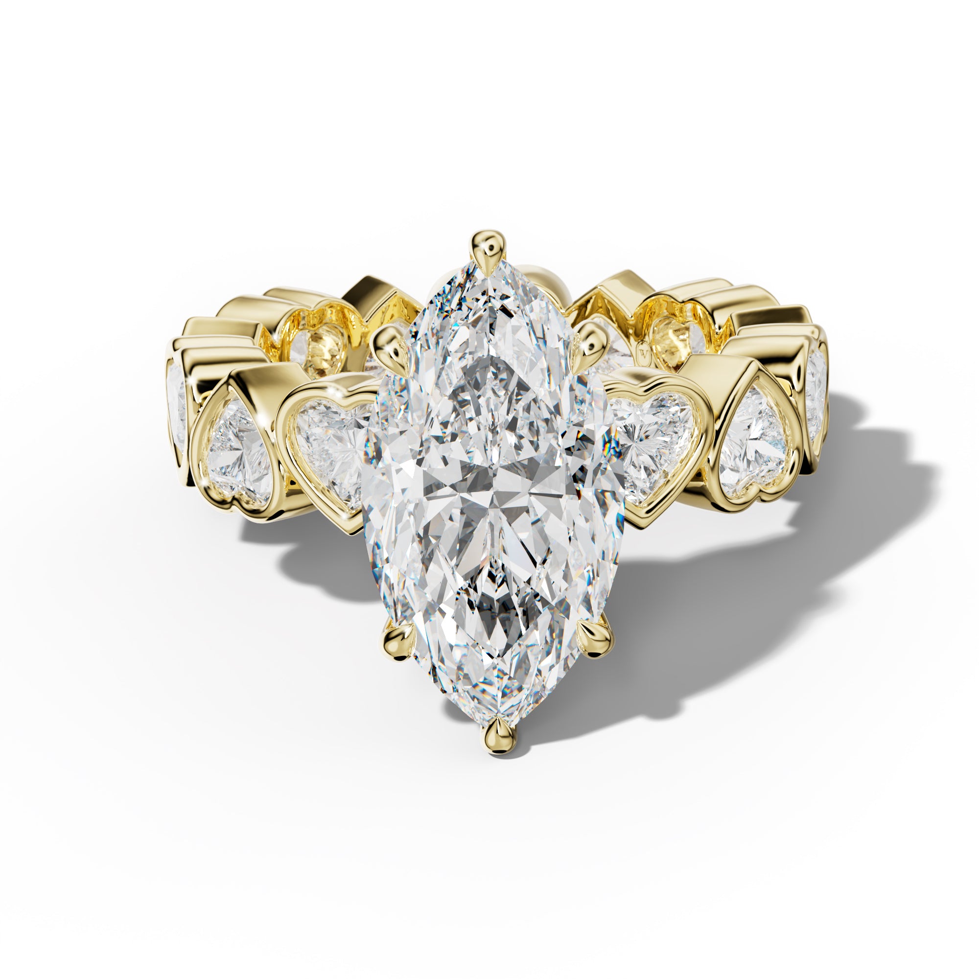 Stevie Marquise Diamond Engagement Ring With Heart Side Stones