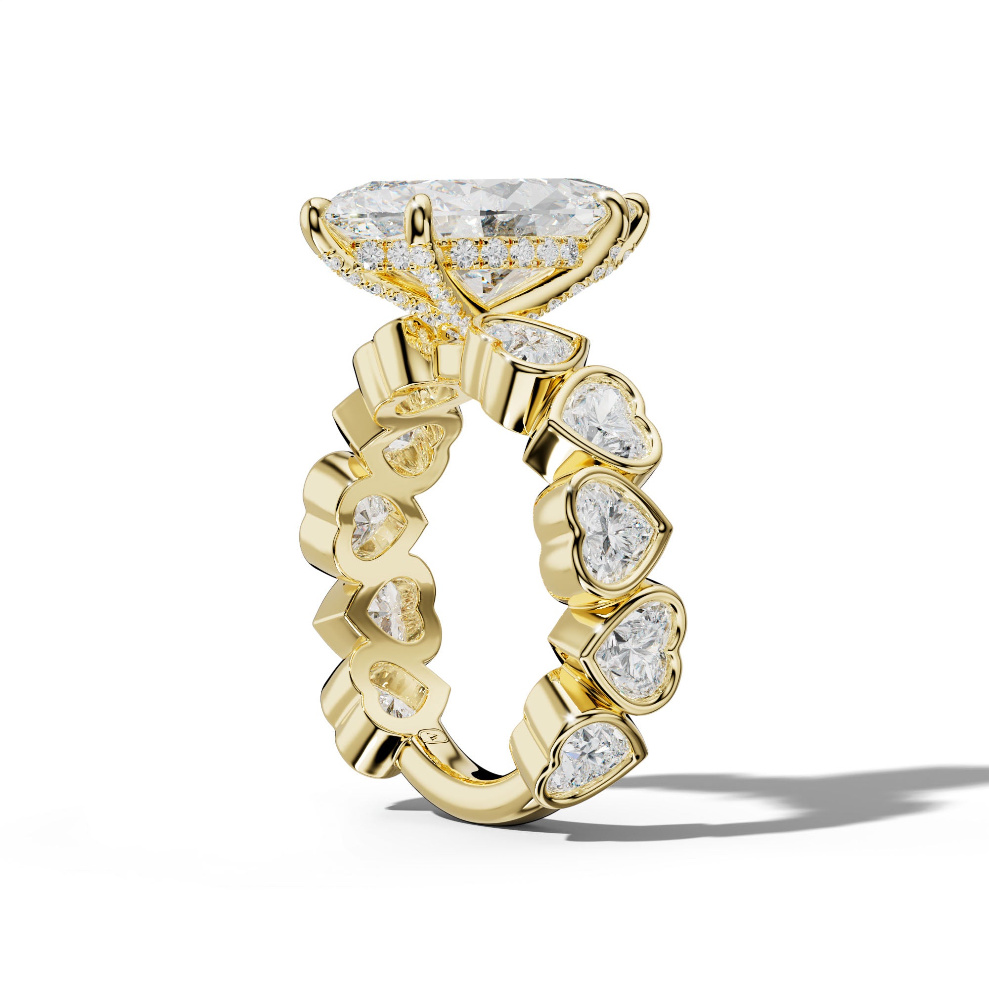 Antonella Marquise Diamond Engagement Ring With Heart Side Stones