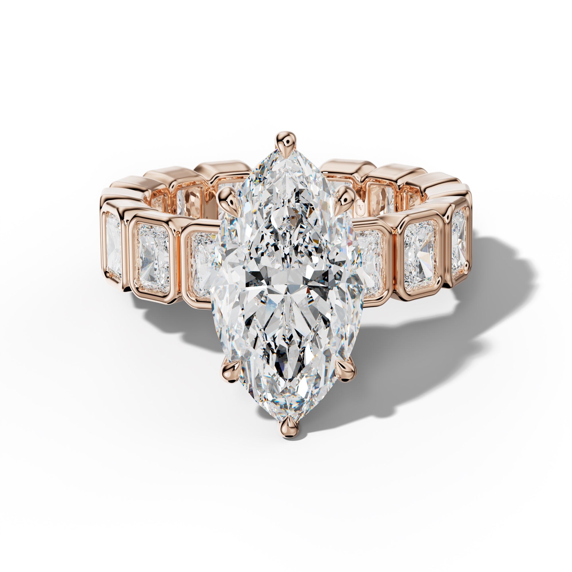 Amirah Marquise Diamond Engagement Ring With Radiant Side Stones