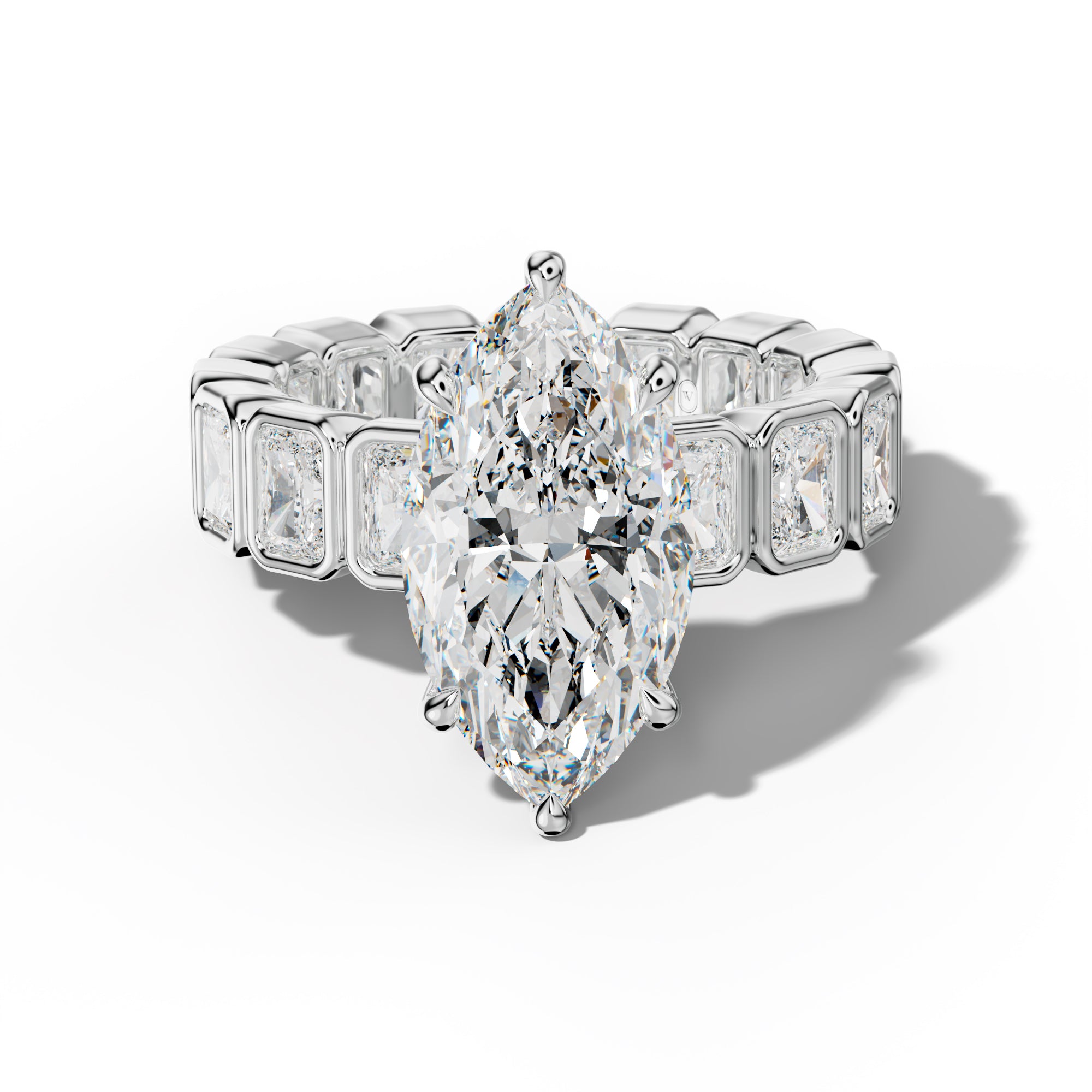 Amirah Marquise Diamond Engagement Ring With Radiant Side Stones