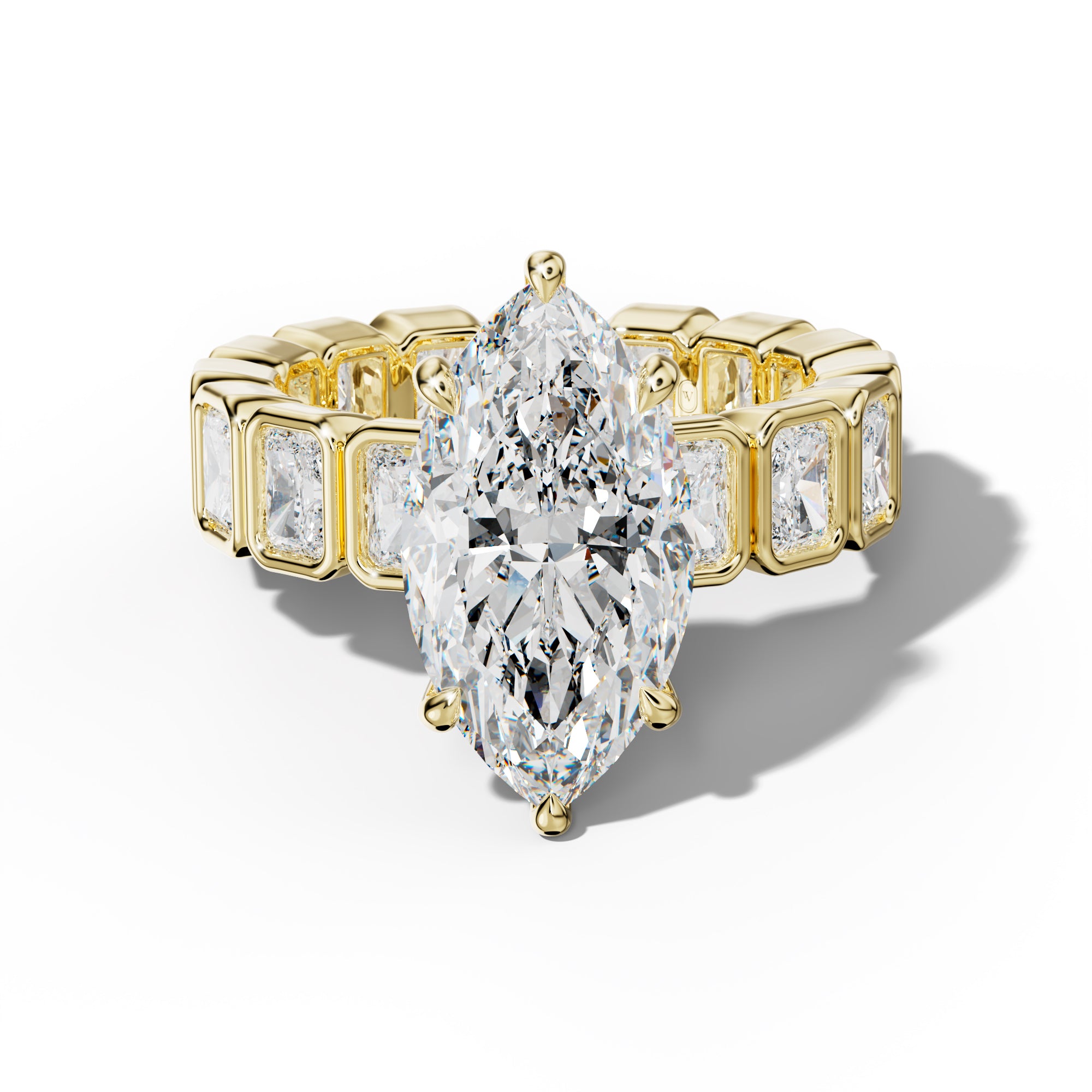 Amirah Marquise Diamond Engagement Ring With Radiant Side Stones