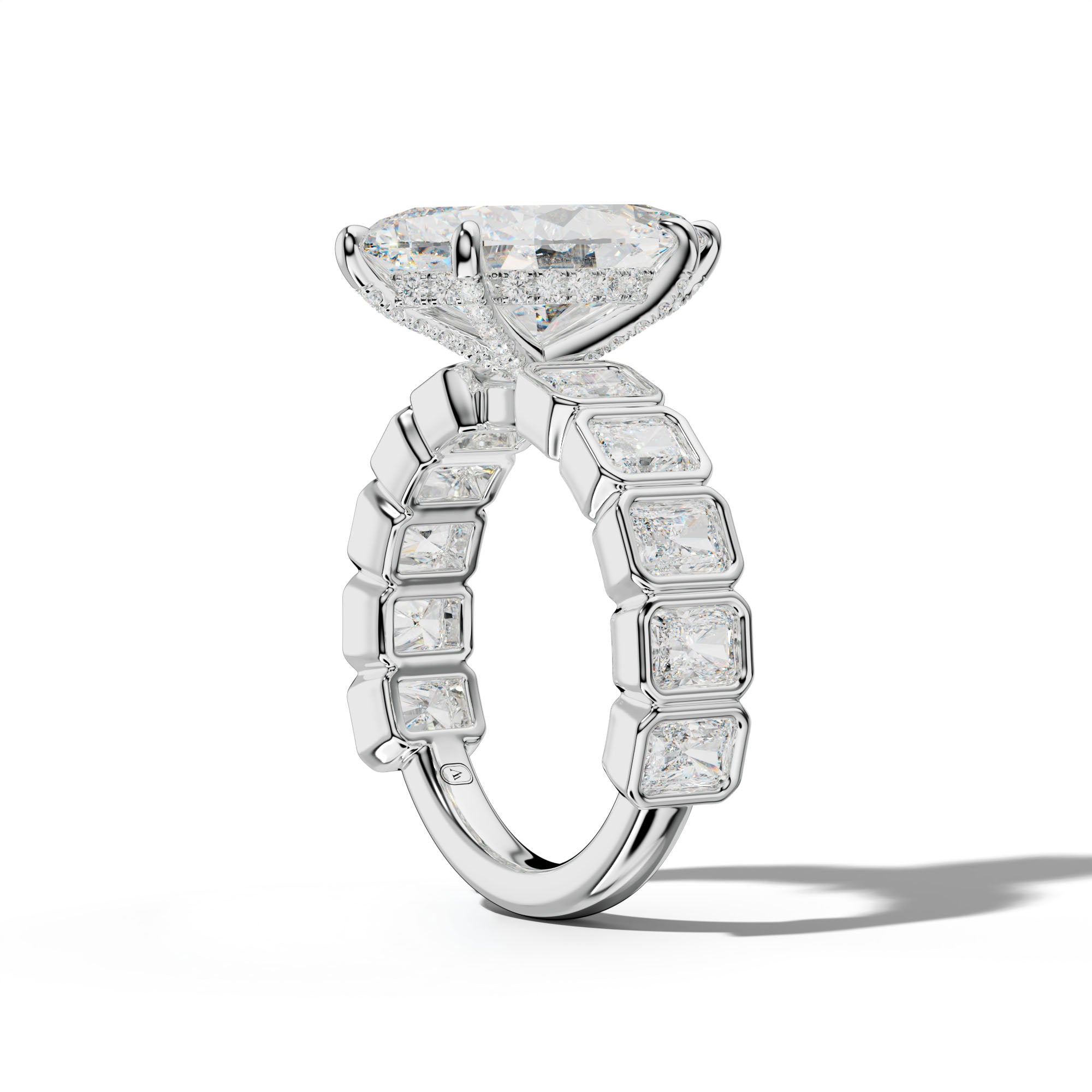 Jaslyn Marquise Diamond Engagement Ring With Radiant Side Stones